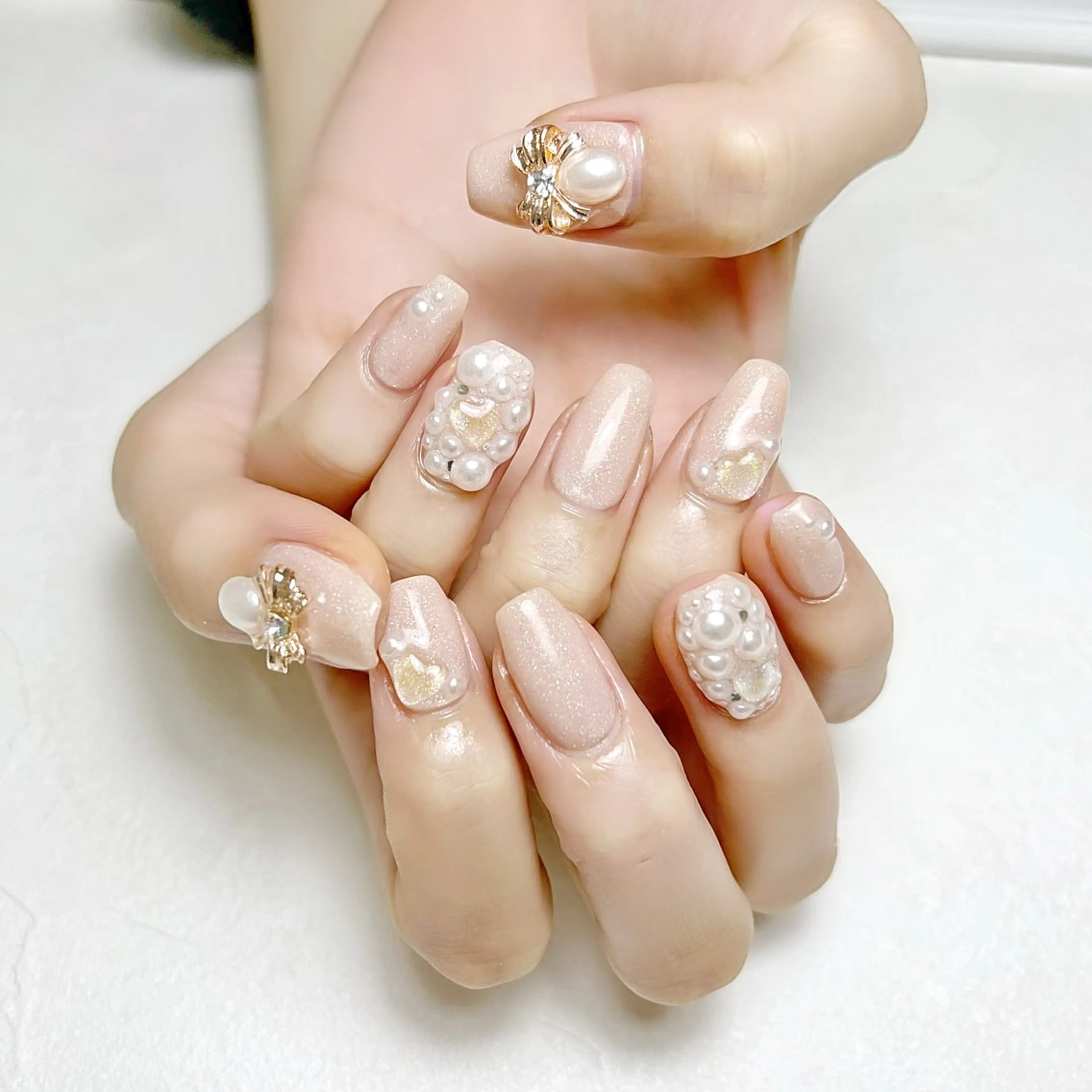 ネイル アートネイル ガーリー ハート 氷ネイル・うるうるネイル ラメ(グリッター) rouse nail RISATOのネイルデザイン