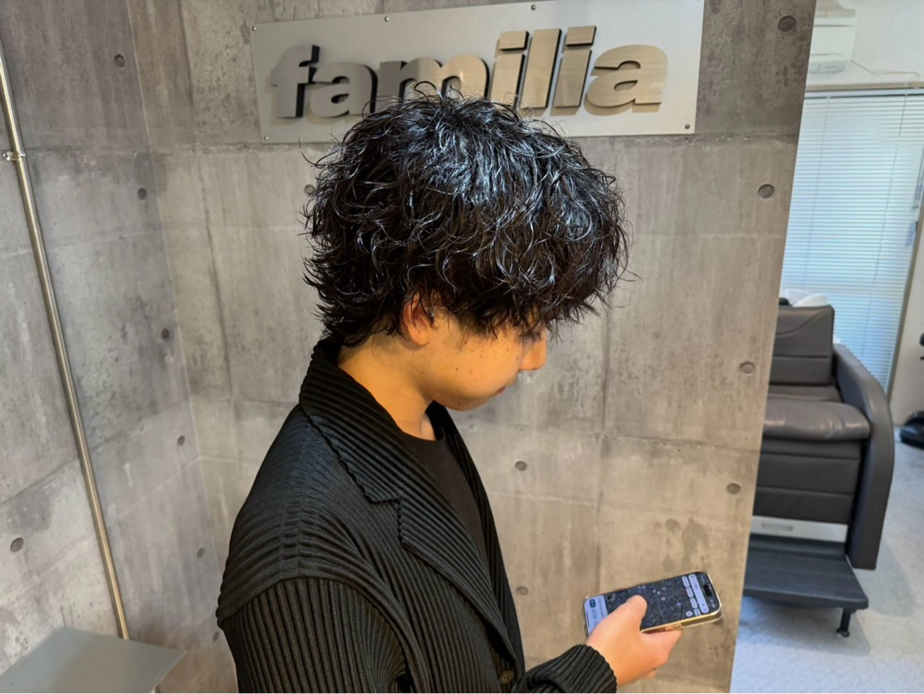 ミディアム パーマ メンズ カット パーマ 坂井 琉生のヘアスタイル