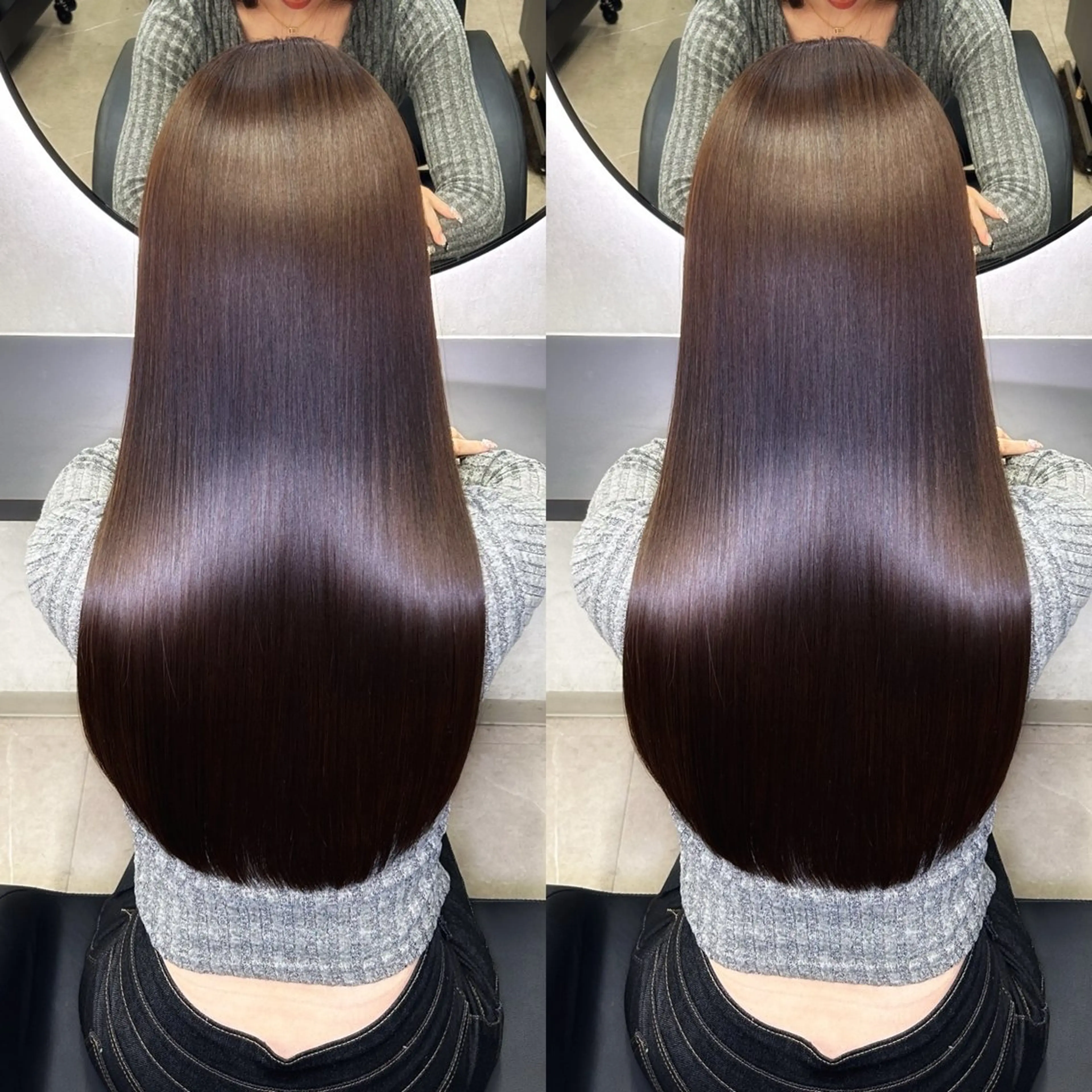 ロング カラー 髪質改善 韓国風ヘア ロング 縮毛矯正 カット ヘアカラー 縮毛矯正 トリートメント 新宿/美髪矯正 髪質改善/韓国風山本のヘアスタイル