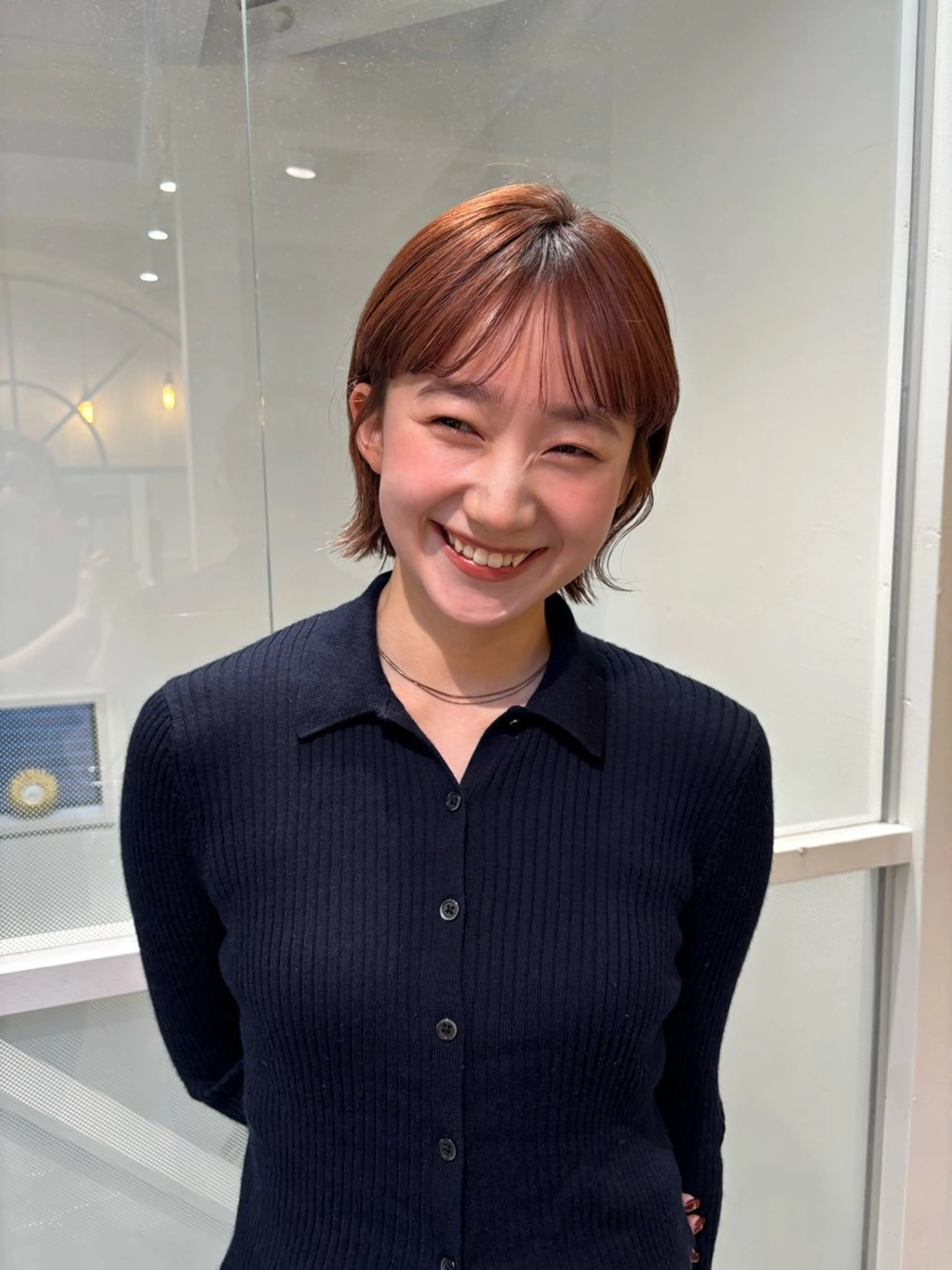 ショート カラー カット ヘアカラー トリートメント 💖ボブ/髪質改善 顔周りレイヤー/ユイのヘアスタイル