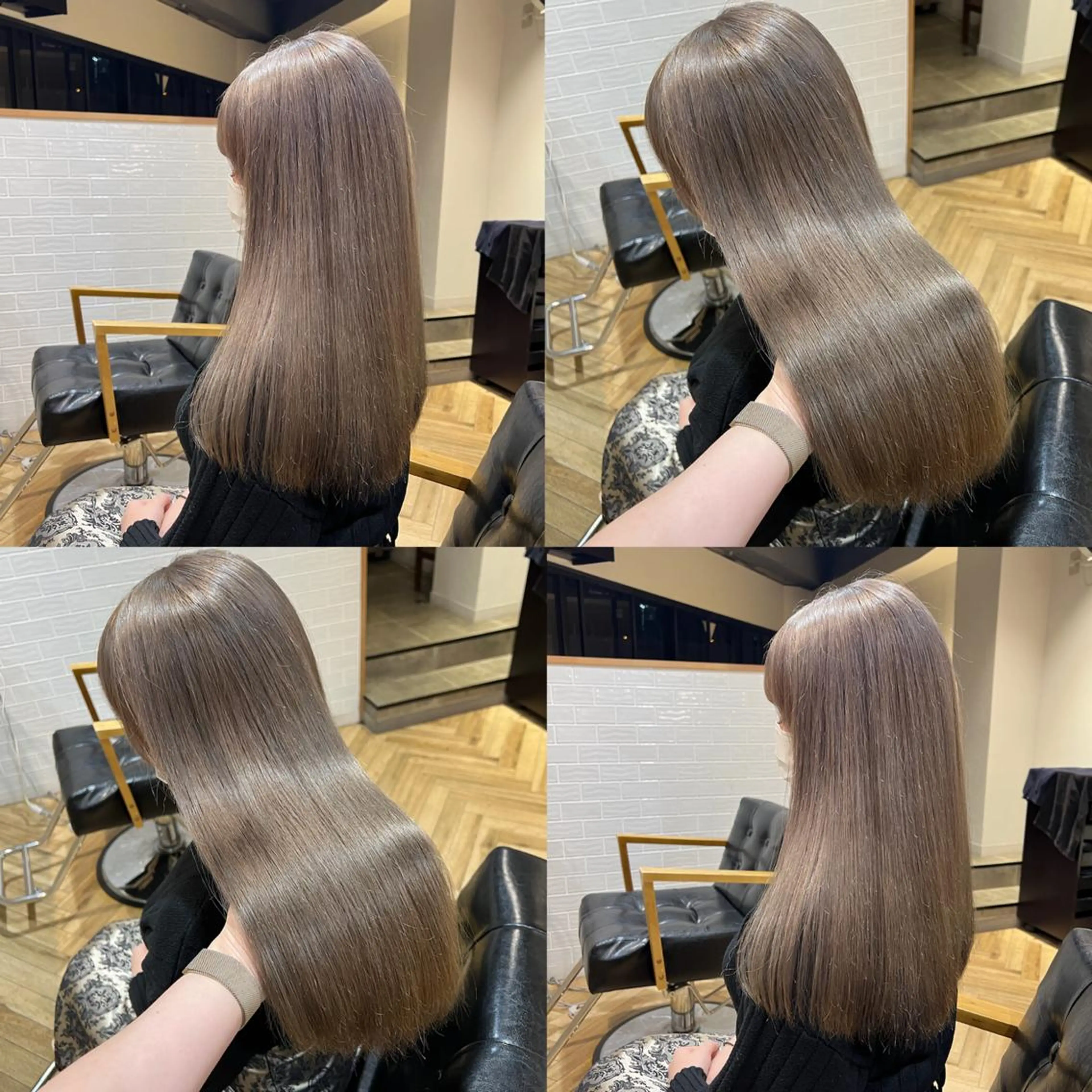 ロング カラー グレージュ 艶カラー/韓国顔周り 🎀mamiのヘアスタイル