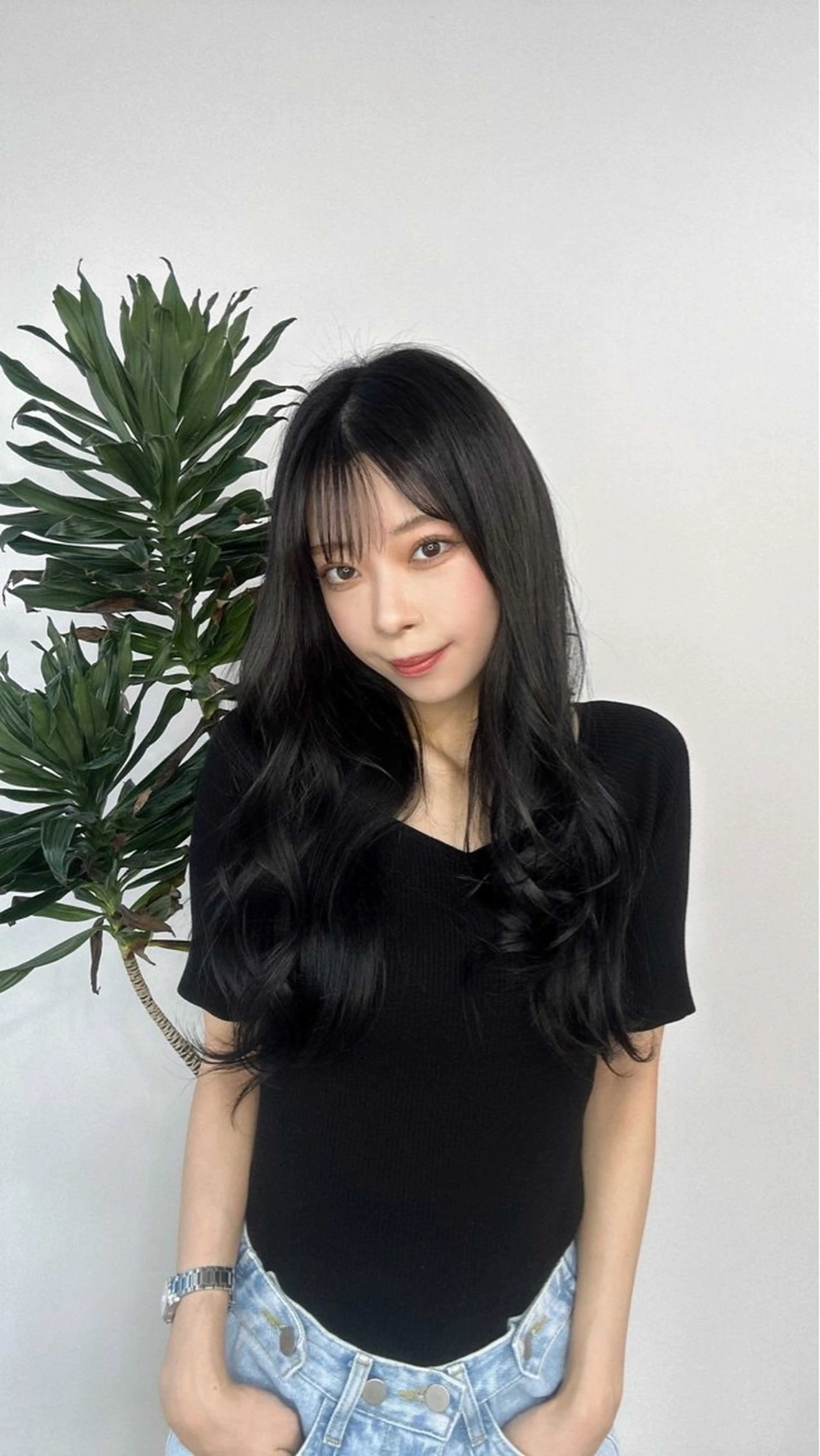 ロング パーマ 韓国風ヘア 似合わせカット 小顔カット デジタルパーマ 武田涼レイヤーカット 髪質改善×縮毛矯正のヘアスタイル