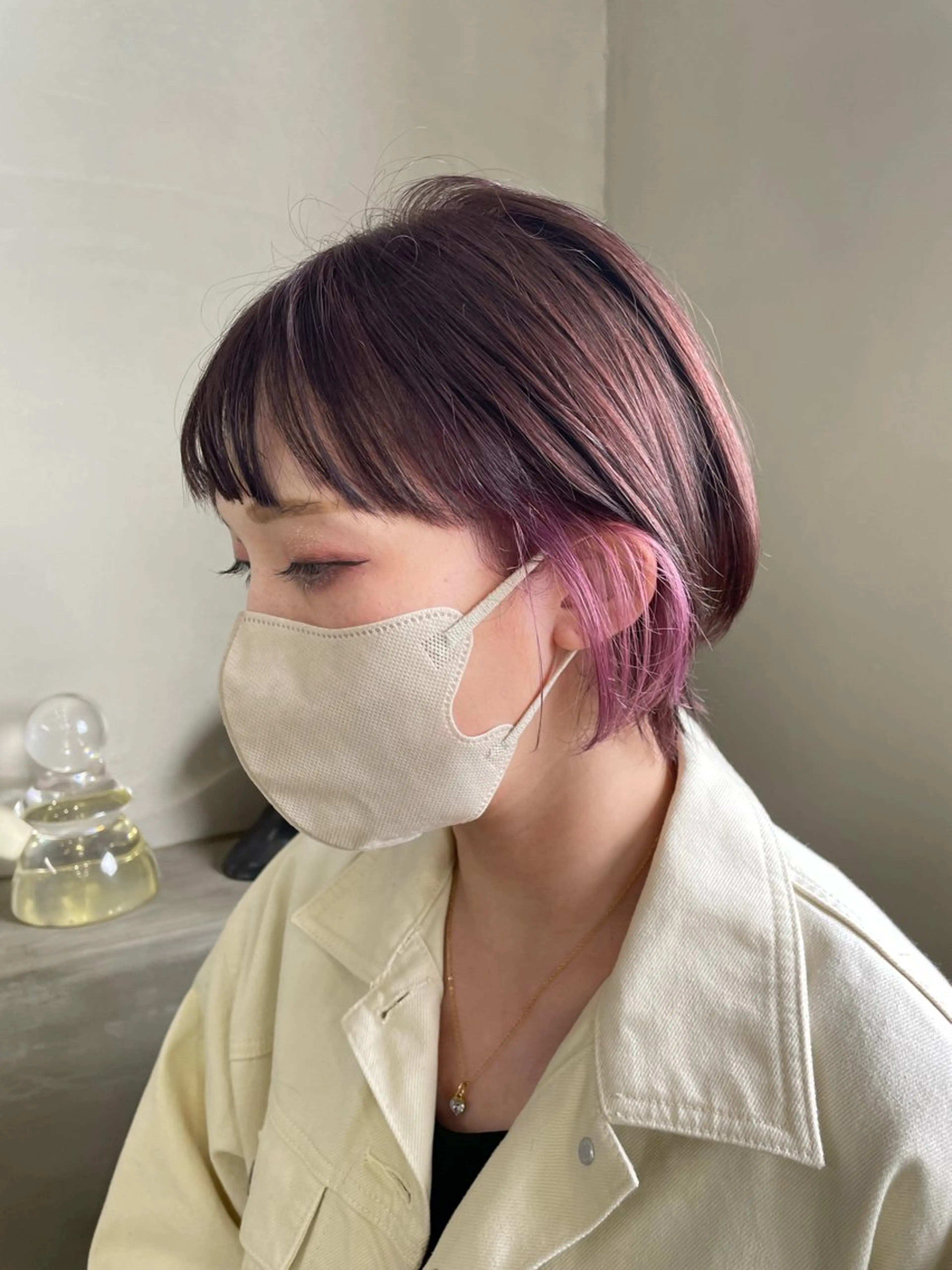 ショート カラー イヤリングカラー ショートヘア カット ヘアカラー トリートメント cyan sayaのヘアスタイル