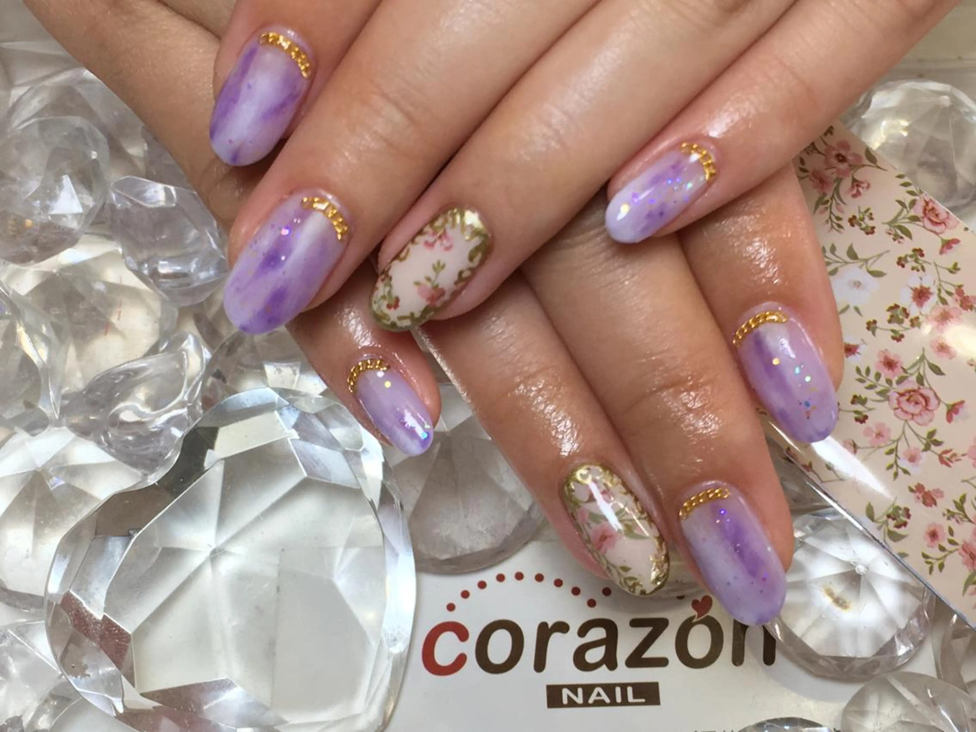 ネイル アートネイル ピンク パープル corazon所属・ネイリスト aicoのネイルデザイン