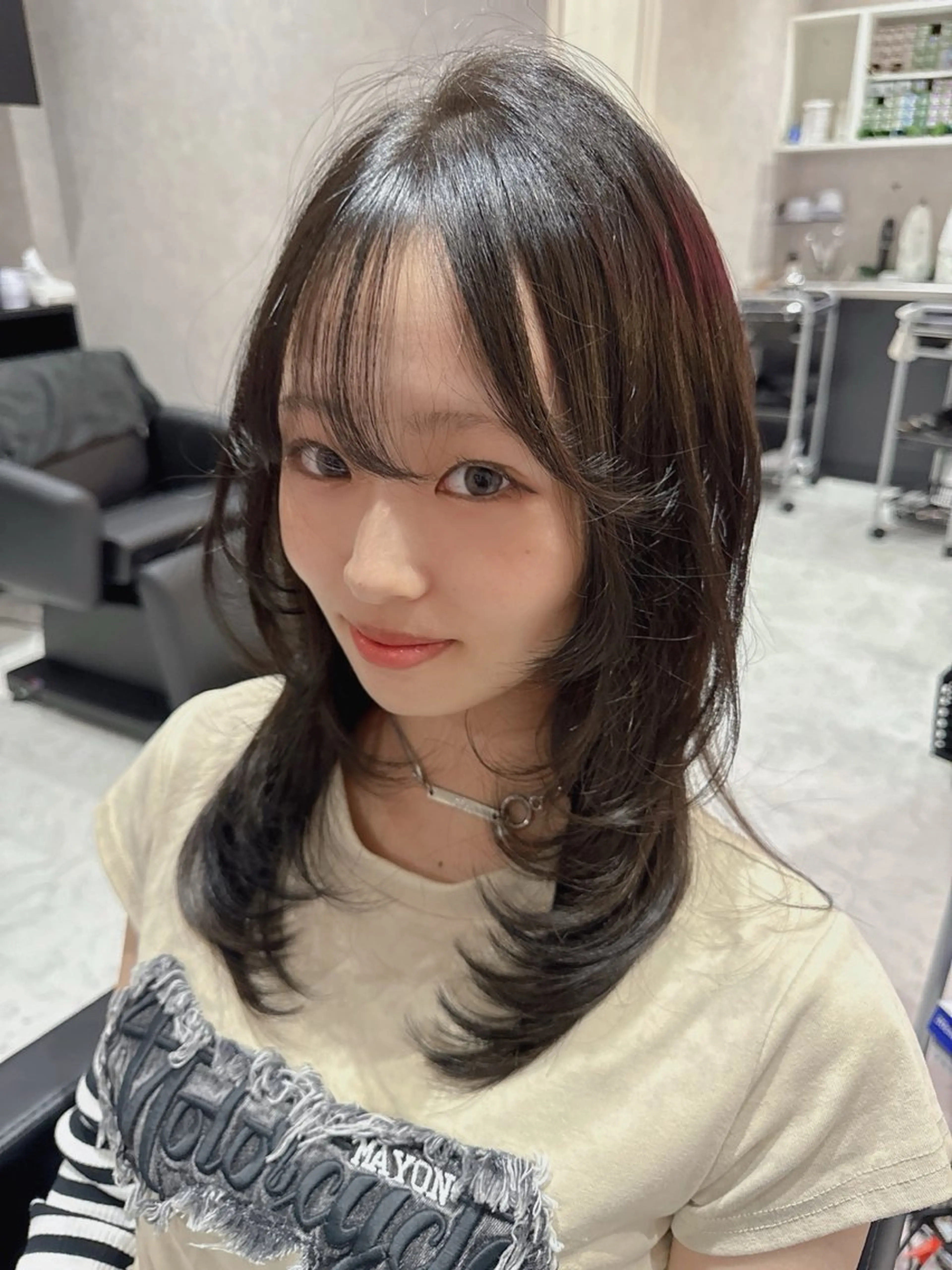 セミロング レイヤーカット カット 韓国ヘアー🦄ྀི オタク美容師🌈山本のヘアスタイル