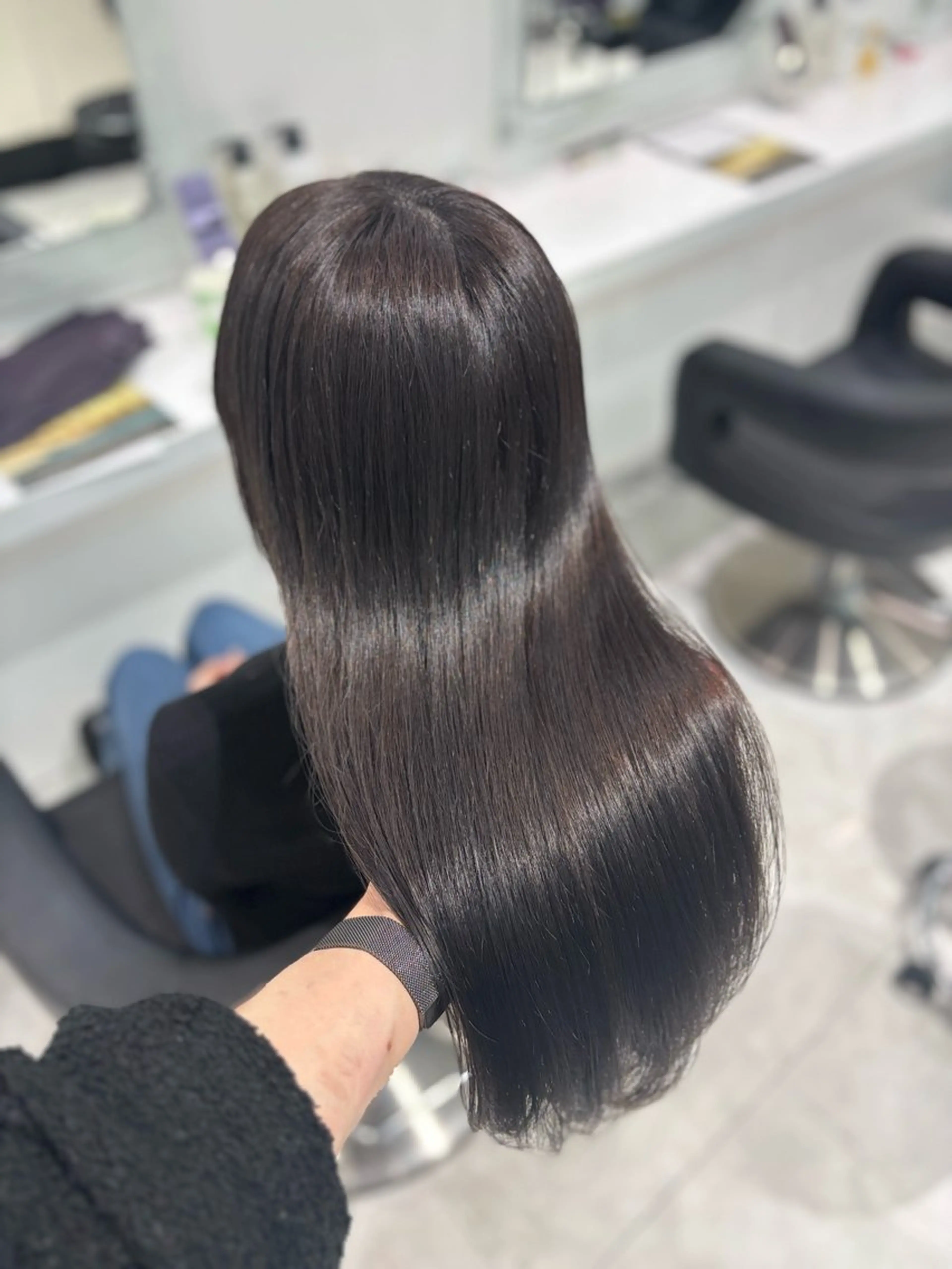 ロング カラー ヘアカラー トリートメント ヘッドスパ ヘアセット ブリーチなし透明感 ×縮毛矯正🤍ユウのヘアスタイル