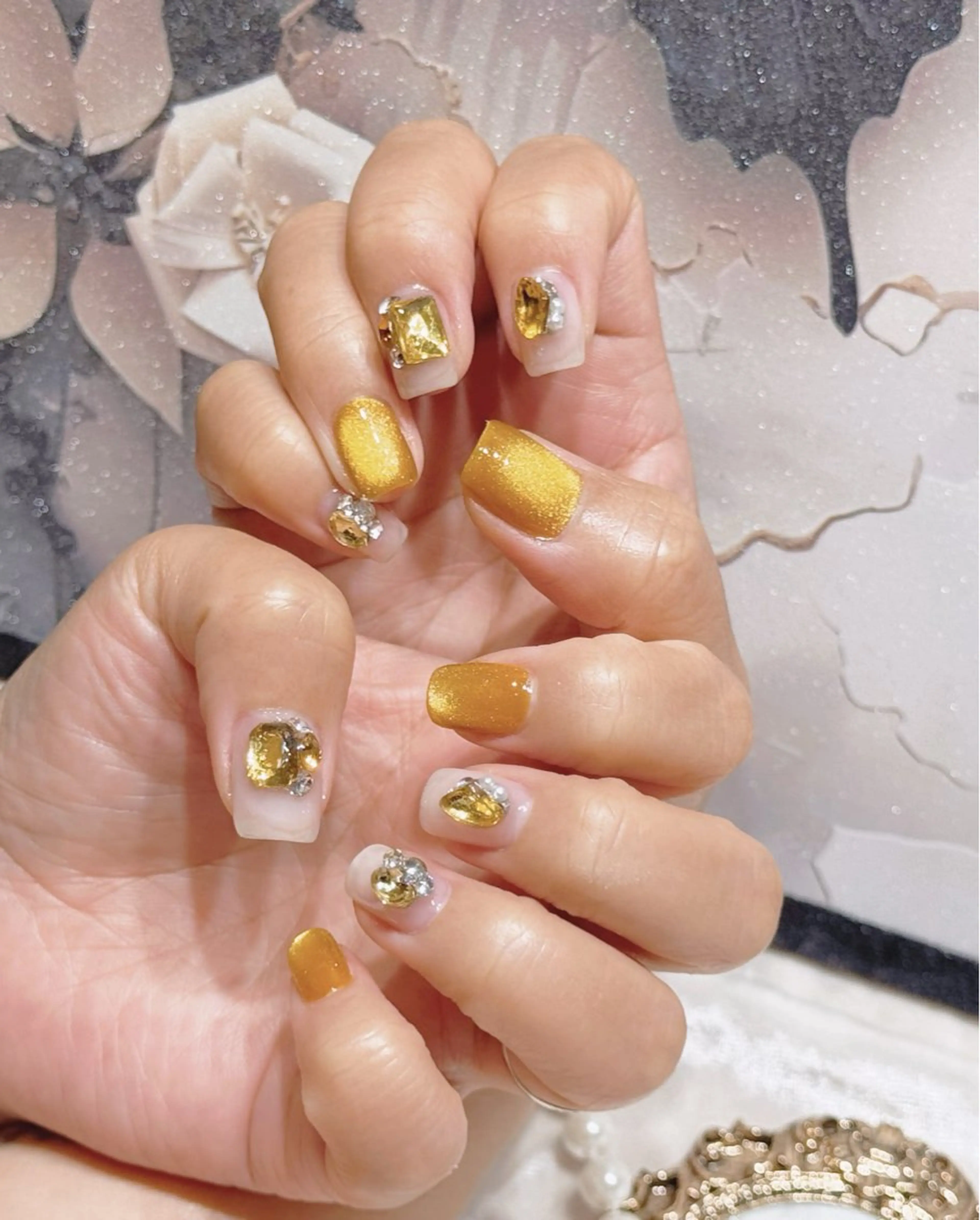 ネイル アートネイル フットネイル ジェルネイル ハート マグネットネイル Babarla　Nail　Salon所属・babarla Nailのネイルデザイン