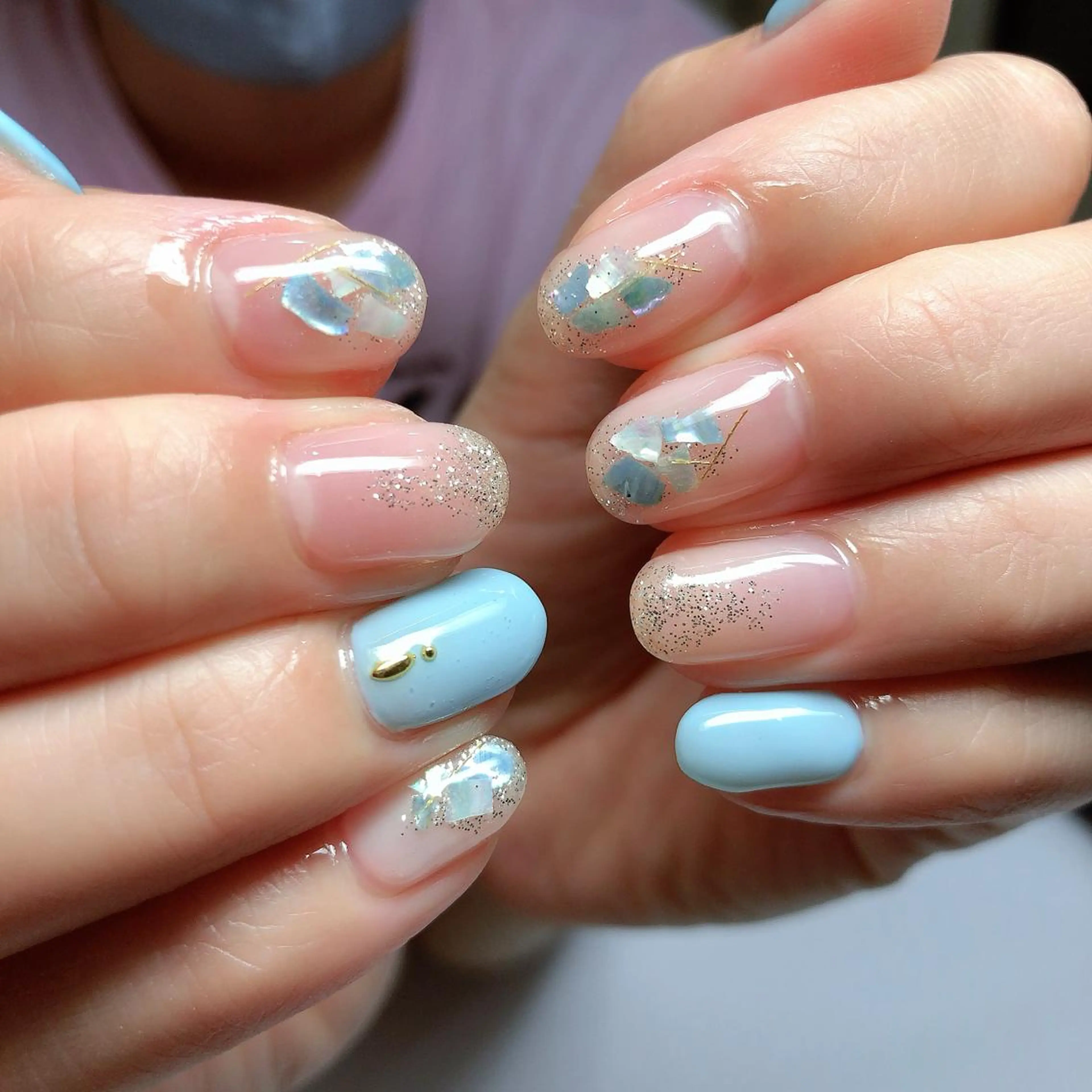 ネイル ブルー Serenity by Mari所属・Shinozaki mariのネイルデザイン