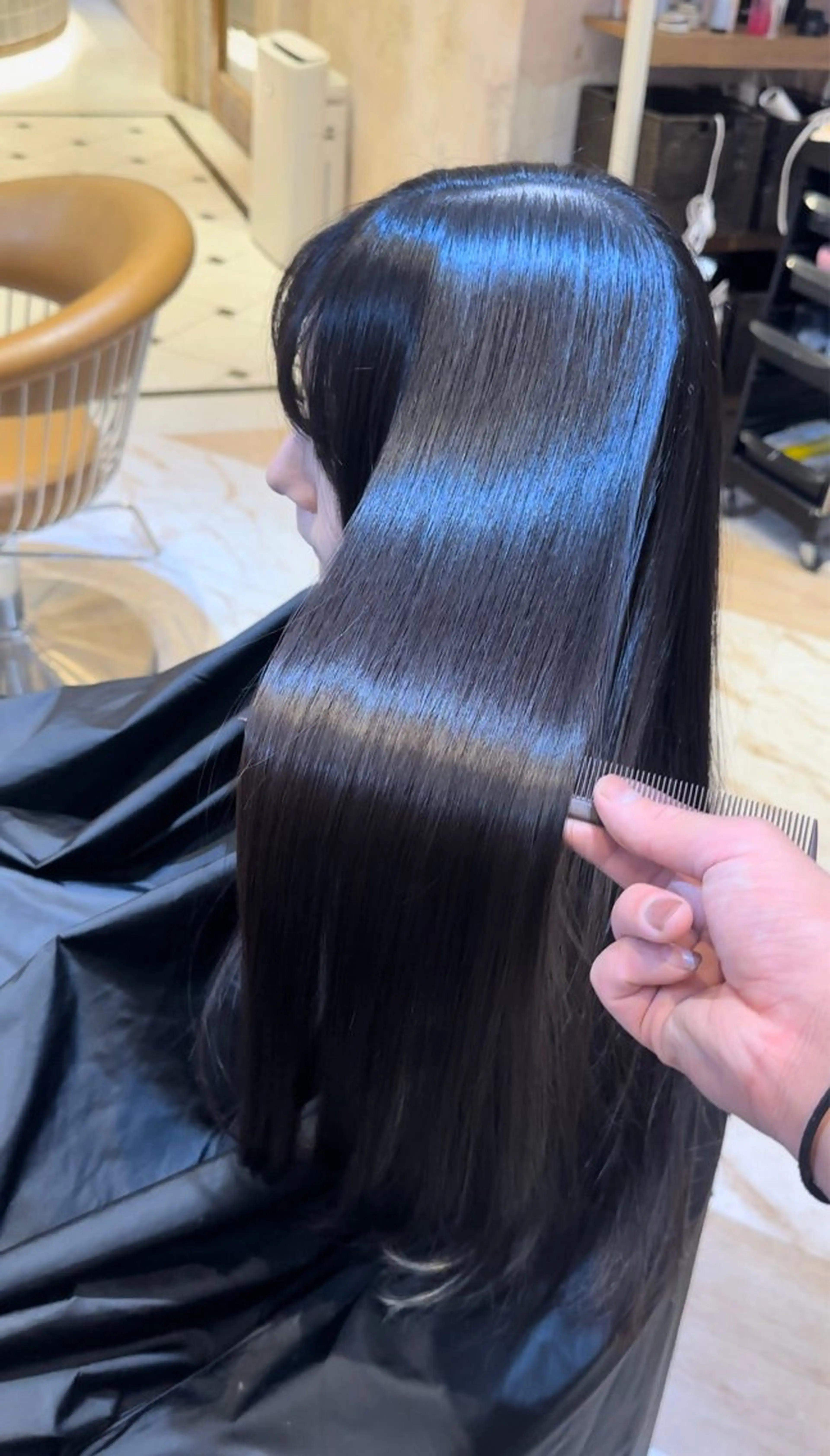 セミロング 縮毛矯正 トリートメント カット 縮毛矯正 トリートメント ブリーチなしダブル カラー縮毛矯正　下野のヘアスタイル