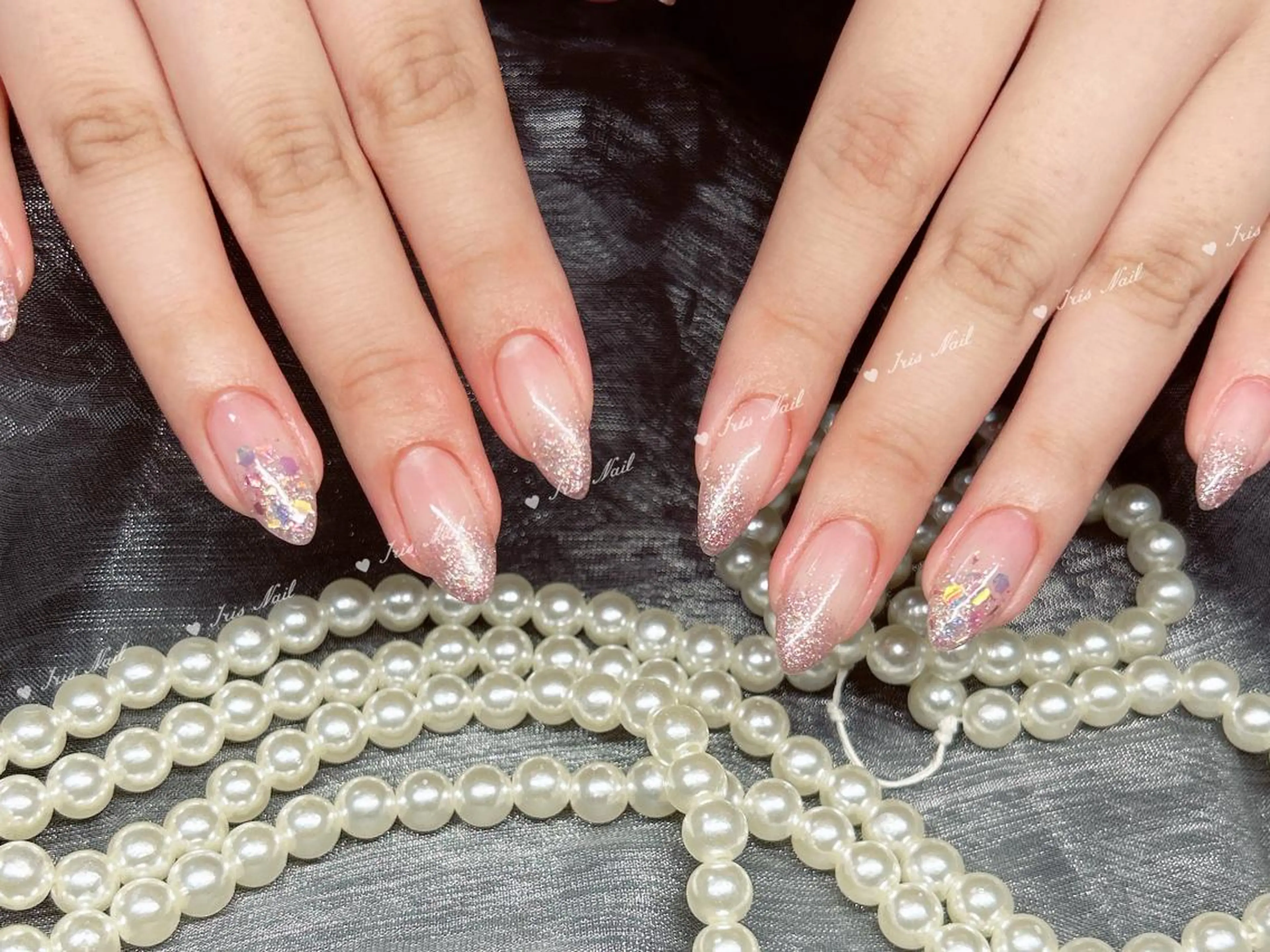 ネイル グラデーション ラメ(グリッター) ラメグラデーション ピンク ハンドネイル ハンドケア IRIS NAIL大塚のネイルデザイン