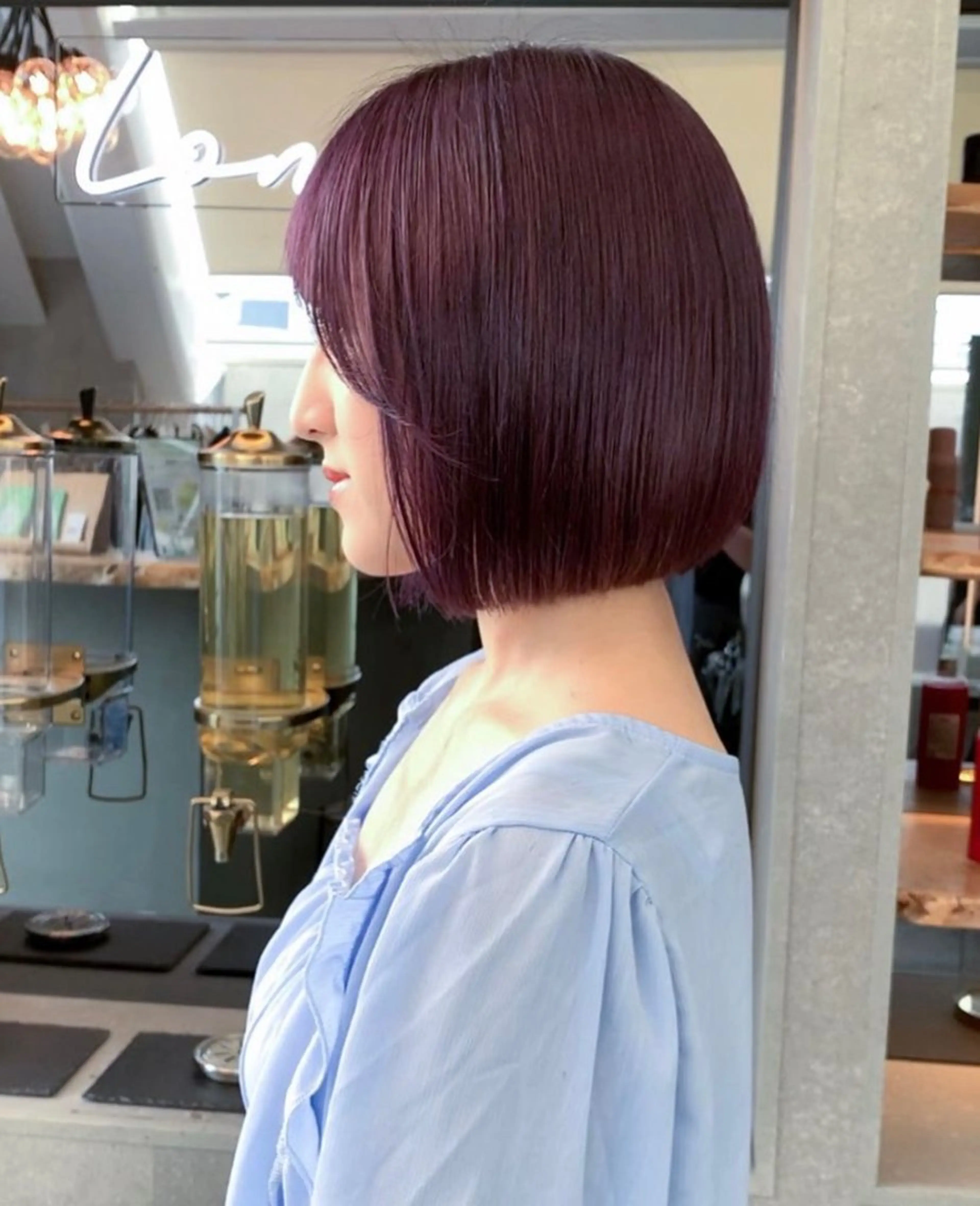 ミディアム カラー カット ヘアカラー 縮毛矯正 トリートメント 💖ボブ/髪質改善 顔周りレイヤー/ユイのヘアスタイル