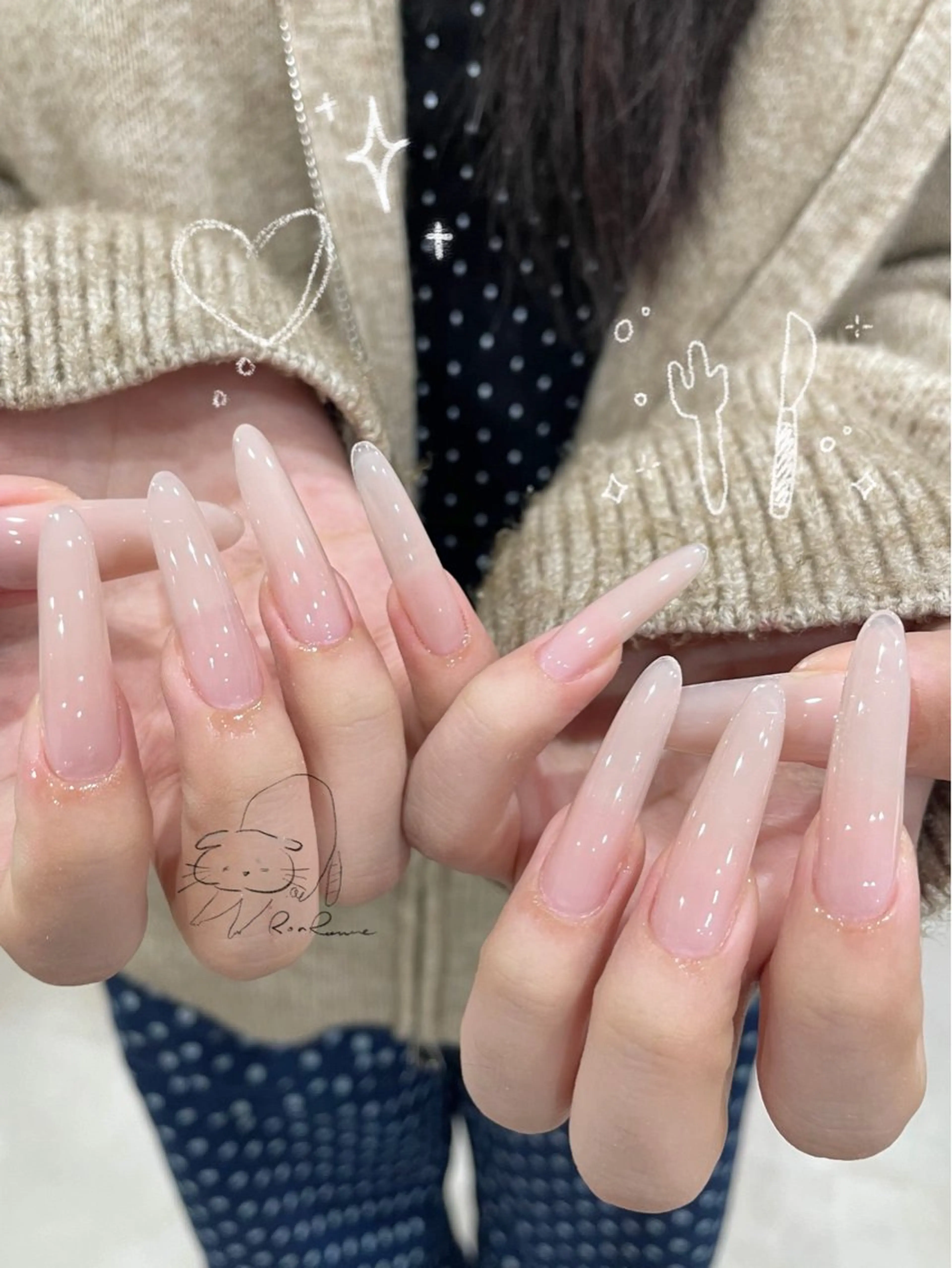 ネイル オーロラネイル 長さ出し フレンチネイル ジェルネイル ミラーネイル ハンドネイル Cho Artネイル所属・ronronne .のネイルデザイン