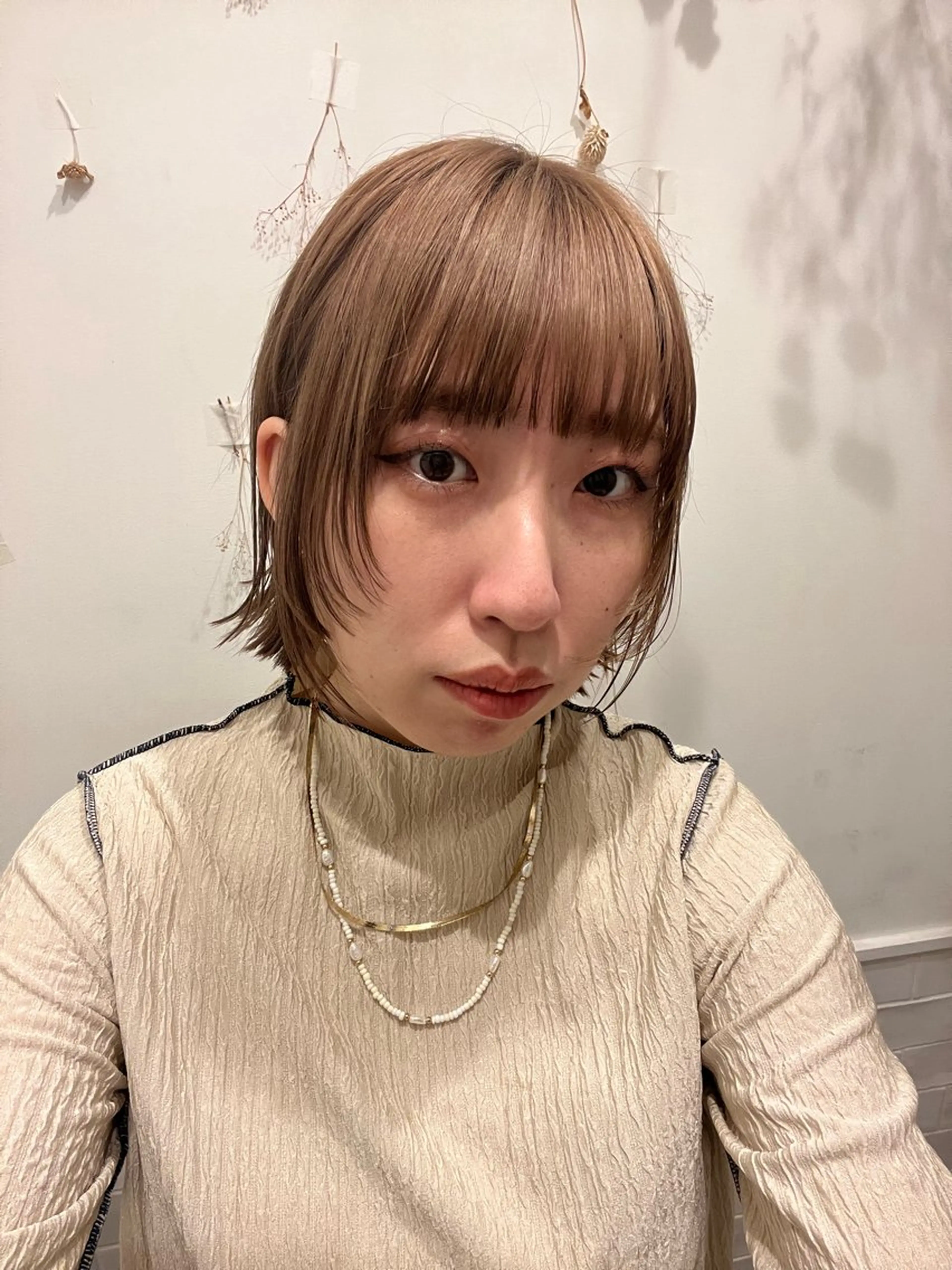 ショート 顔まわりレイヤー レイヤーカット 暖色カラー/似合わせ カット/名古屋/辻のヘアスタイル