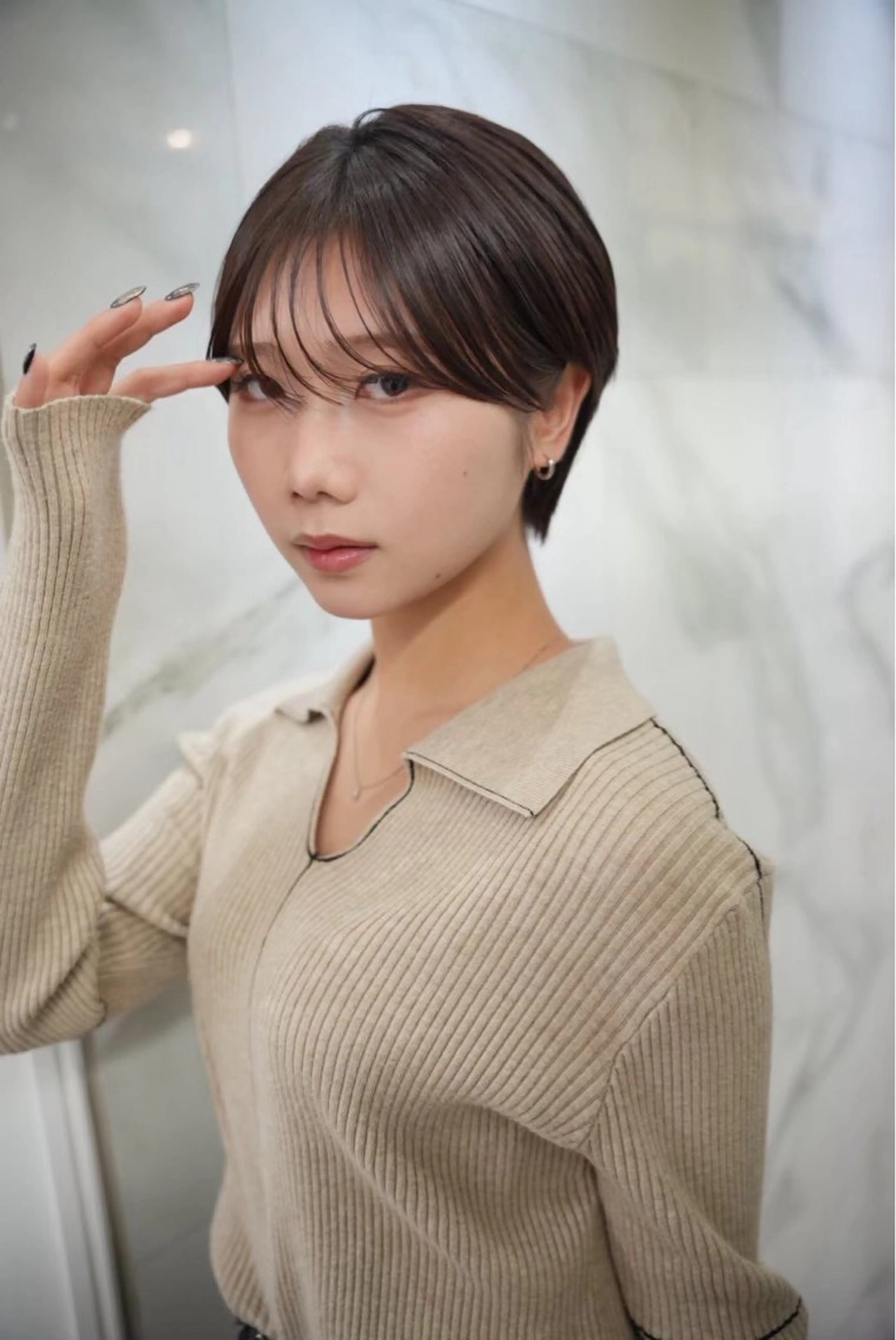 ショート 透明感カラー/伊藤 陸/soigneのヘアスタイル