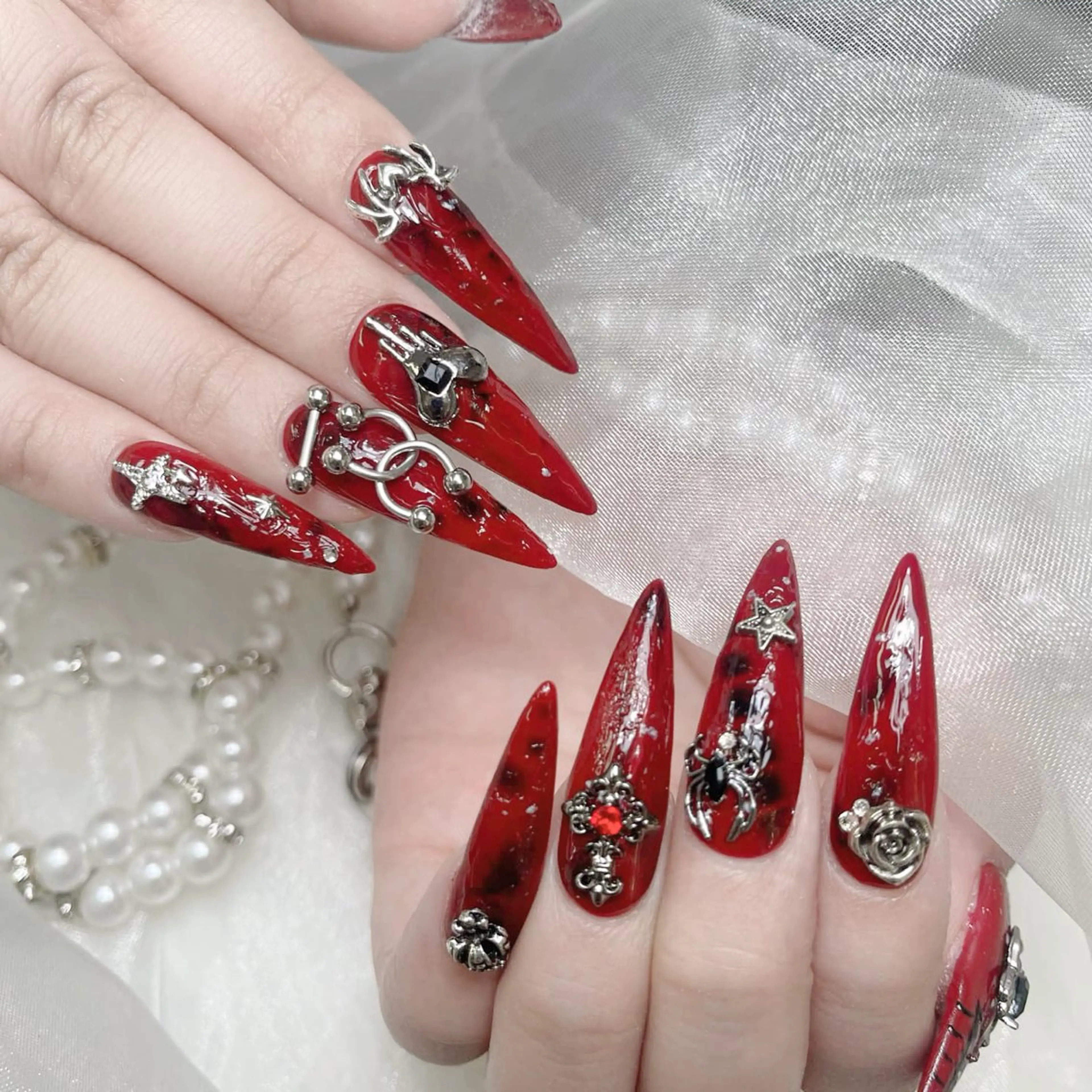 ネイル 成人式 ジェルネイル ロングネイル マグネットネイル ミディアムネイル ハンドネイル MoMoA Nail ネイル長さ出し専門店のネイルデザイン