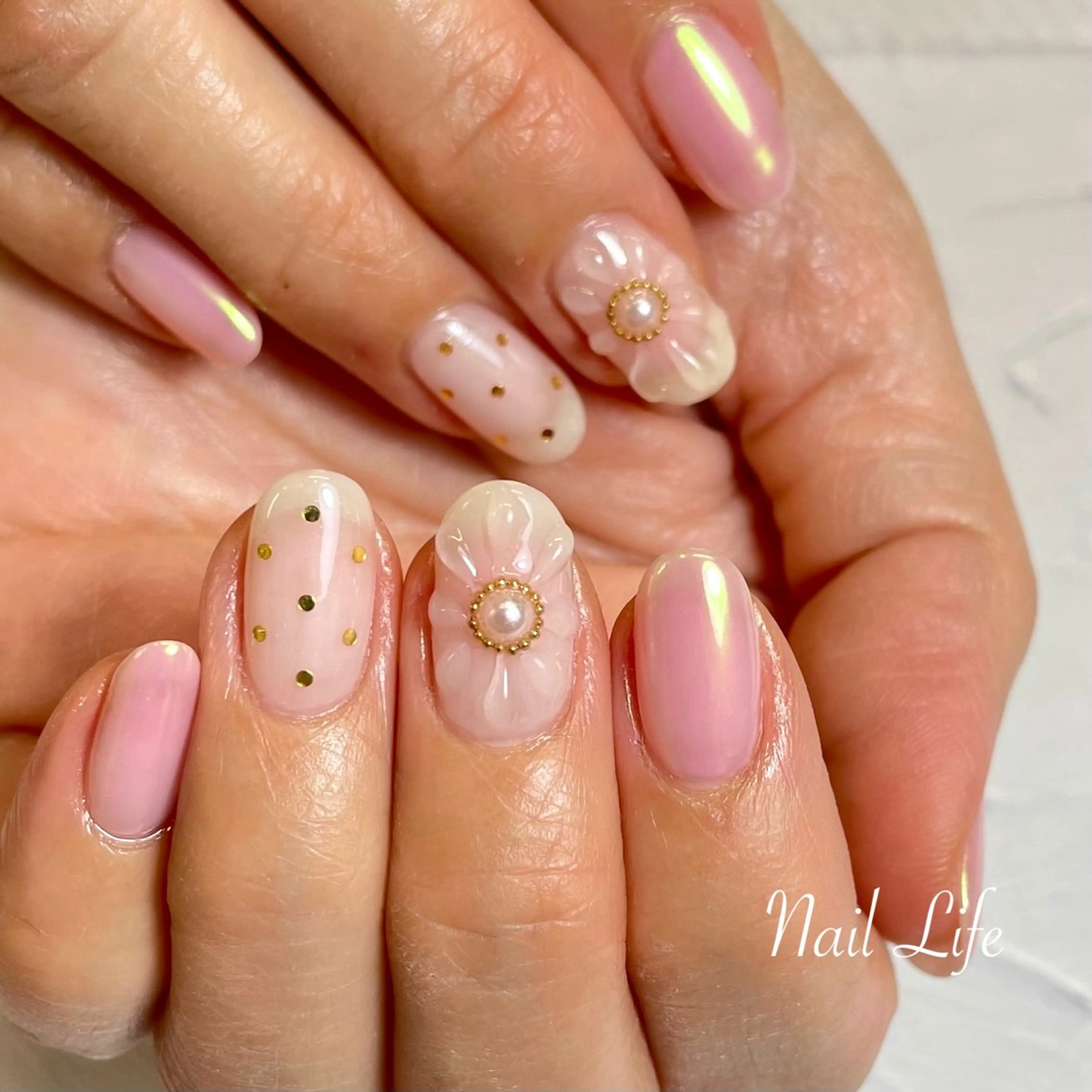 ネイル フラワーネイル ぷっくりネイル 大嶋 めぐみのネイルデザイン
