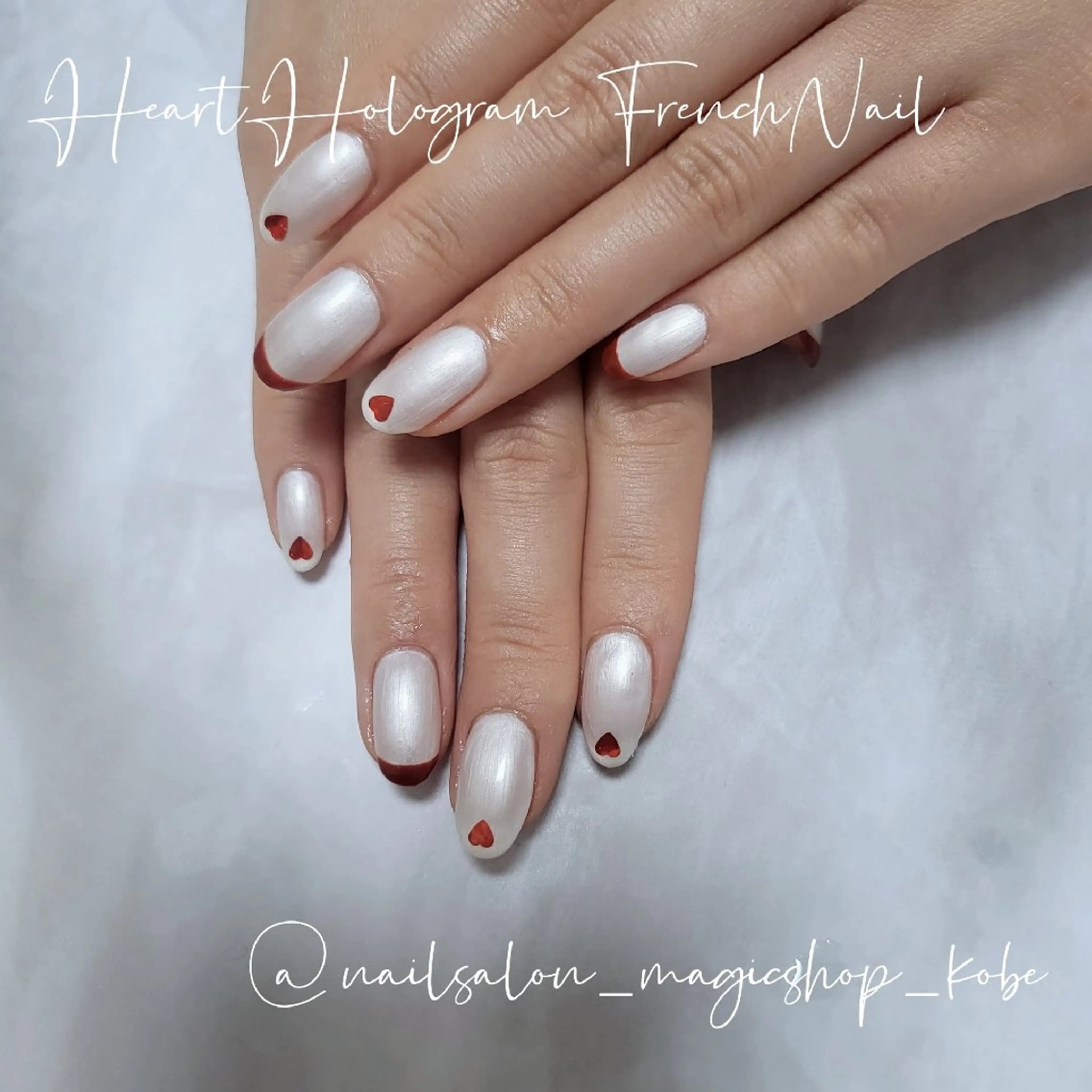 ネイル ボルドー ブラウン フレンチネイル ジェルネイル ハート ハンドネイル Nailsalon MagicShopのネイルデザイン