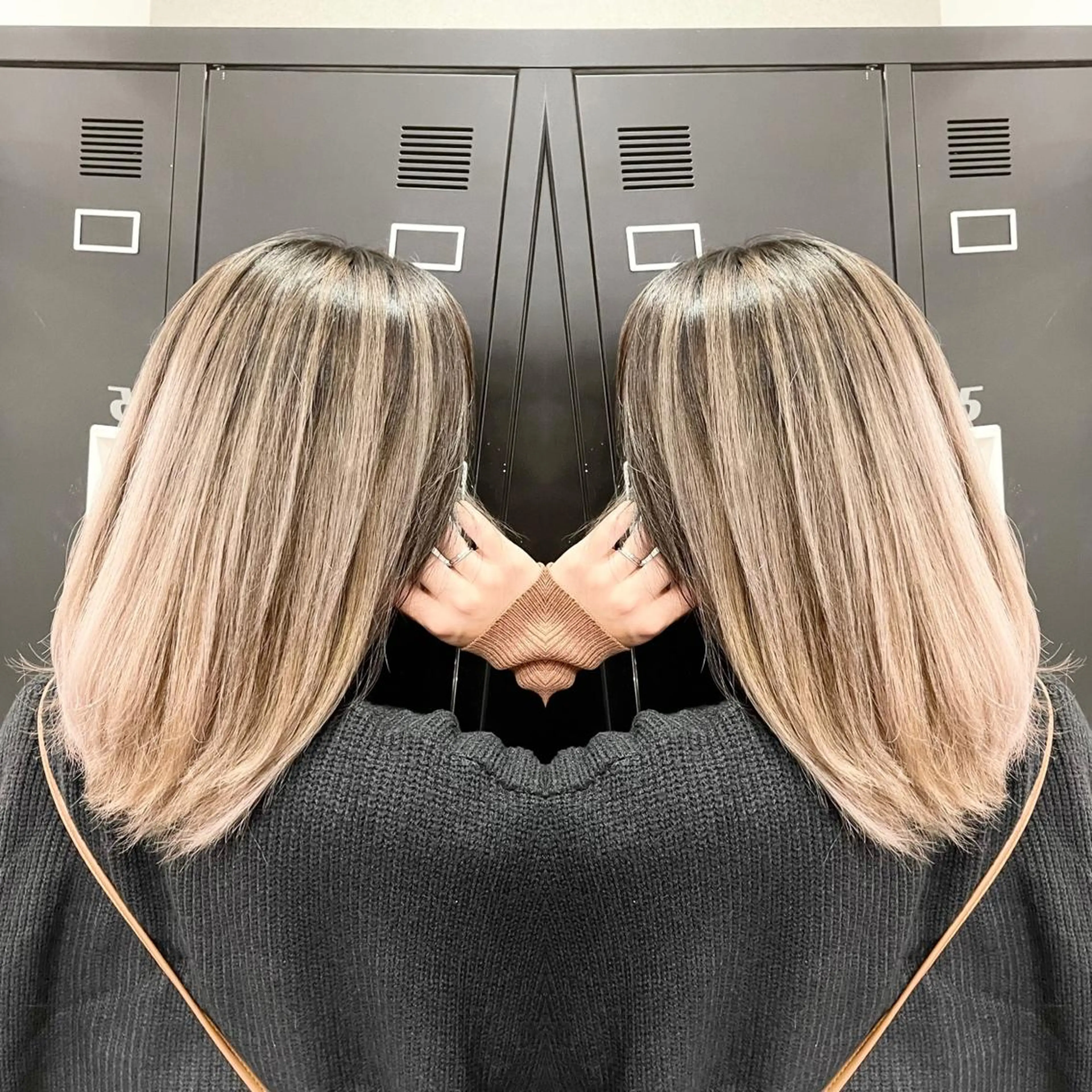 セミロング カラー バレイヤージュ デザインカラー ハイライトカラー 外国人風カラー ハイライト アンドウ ユウ/ レイヤーカット/韓国のヘアスタイル