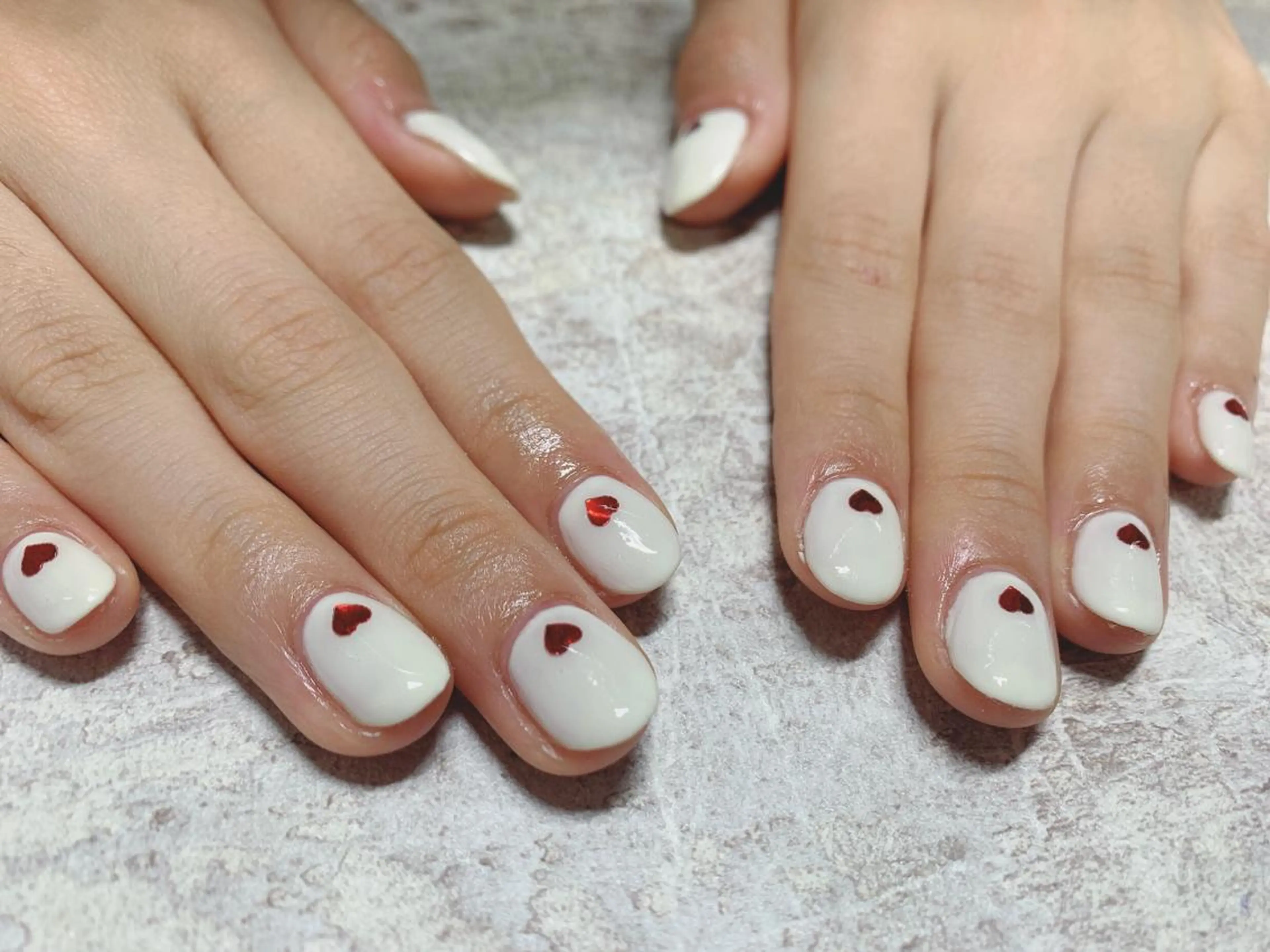 ネイル ハート ホログラムネイル ハンドネイル Mogu nail 二子玉川のネイルデザイン