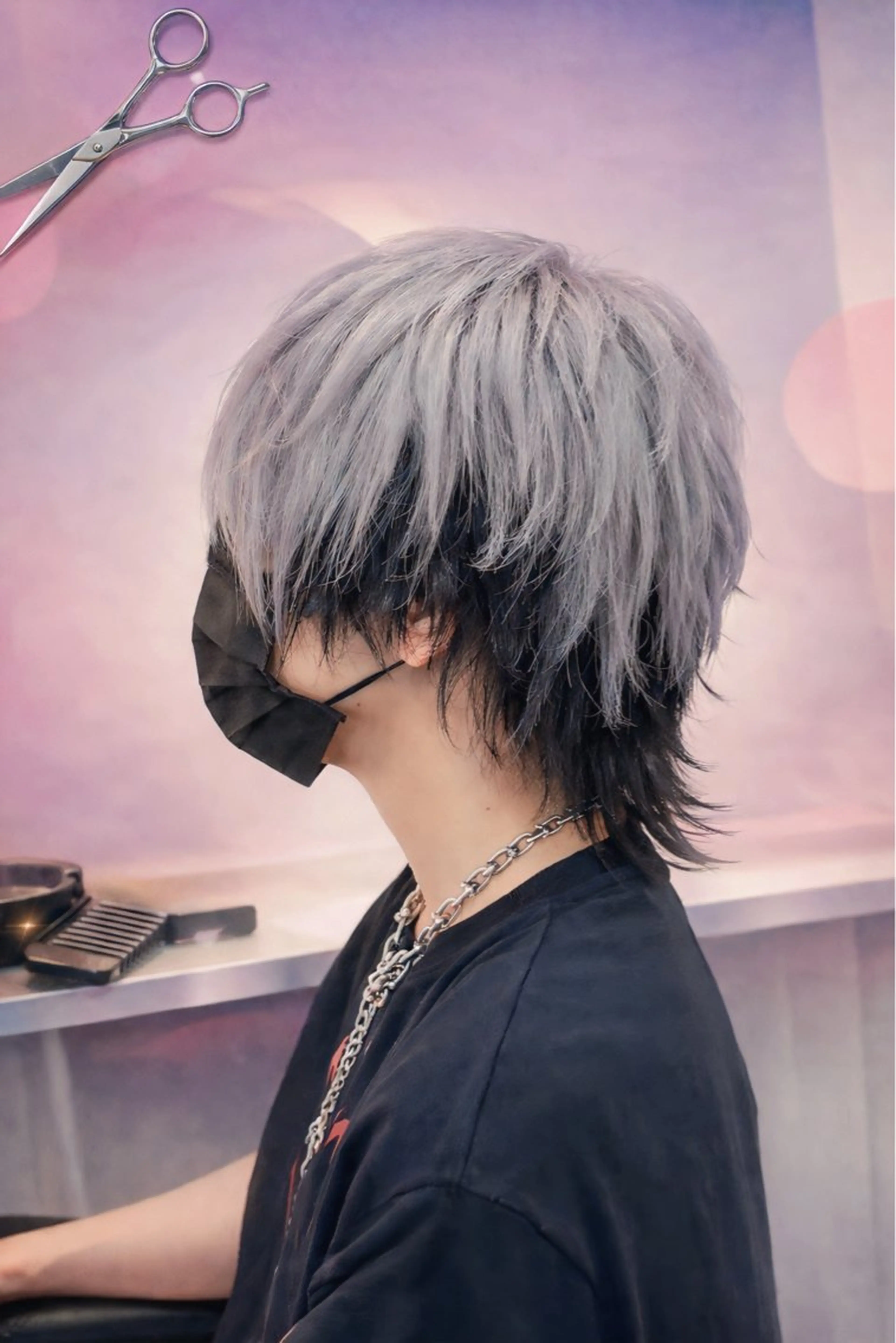 メンズ メンズブリーチ メンズウルフカット ウルフカット カット ヘアカラー GOTODAY シェアサロン所属・メンズウルフ🐺/ ブリーチ/MOMOのヘアスタイル