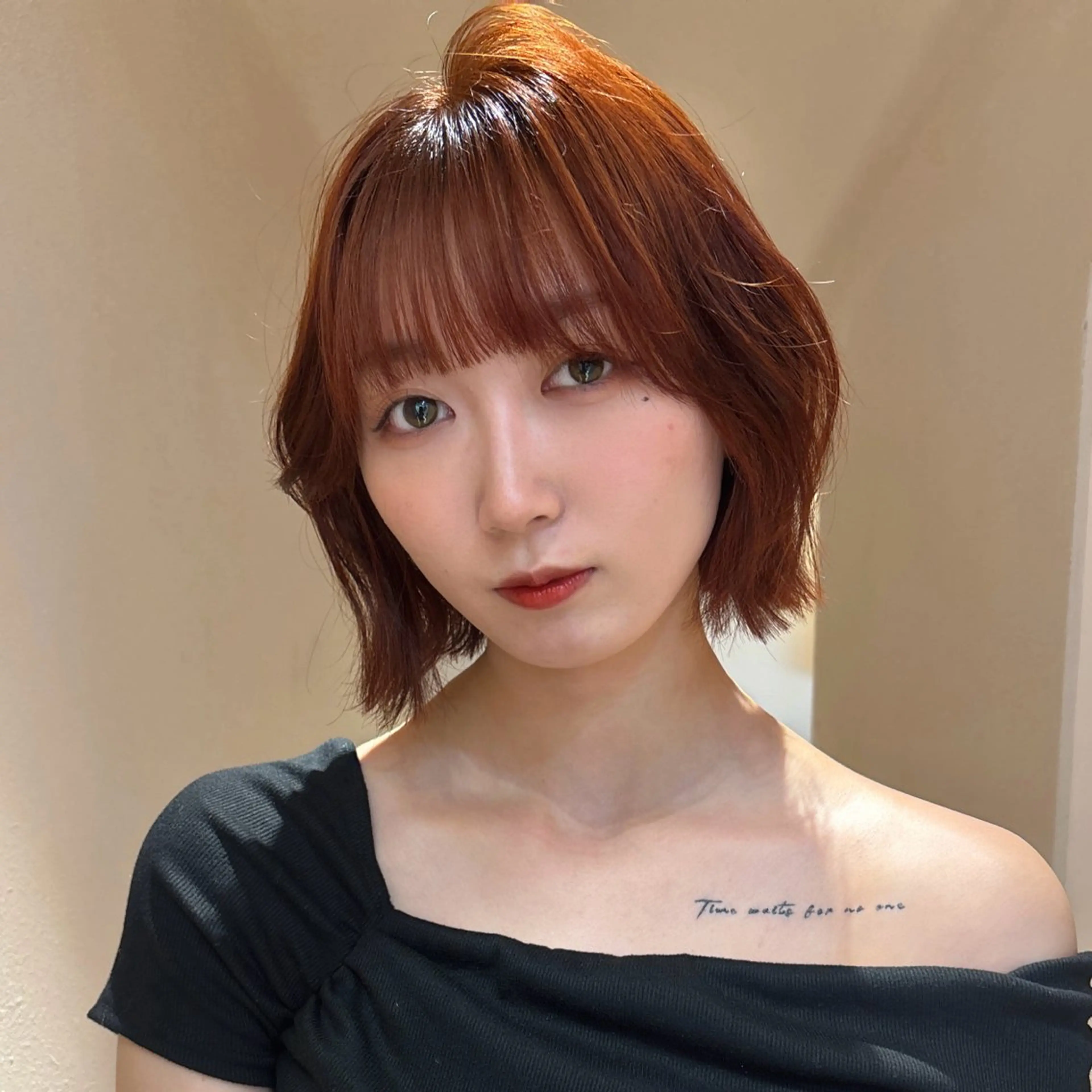 カラー オレンジ mino🌼🌈 ボブ/透明感カラーのヘアスタイル