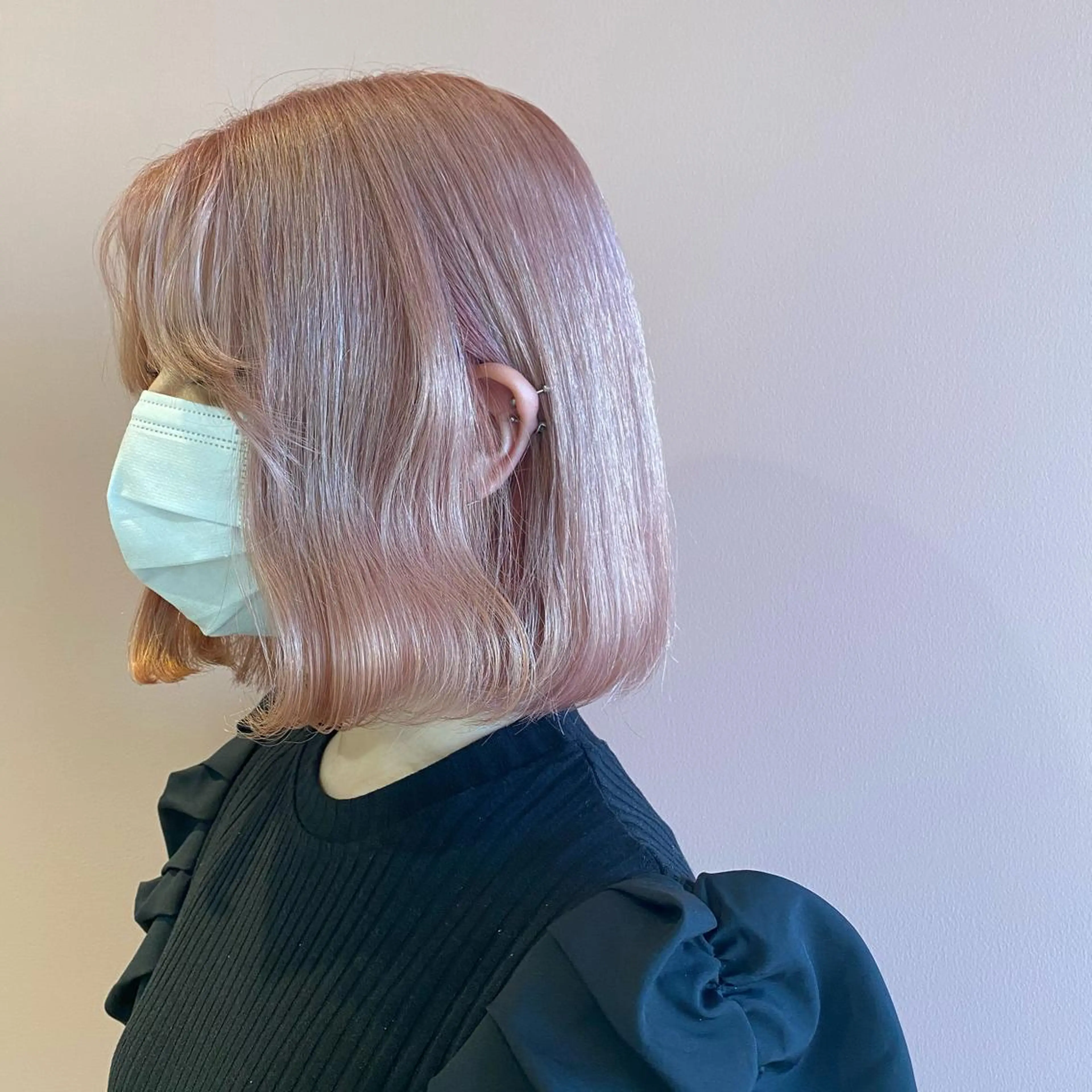 ミディアム カラー ベージュカラー ピンクカラー ピンクベージュ ORIKA 美容室のヘアスタイル