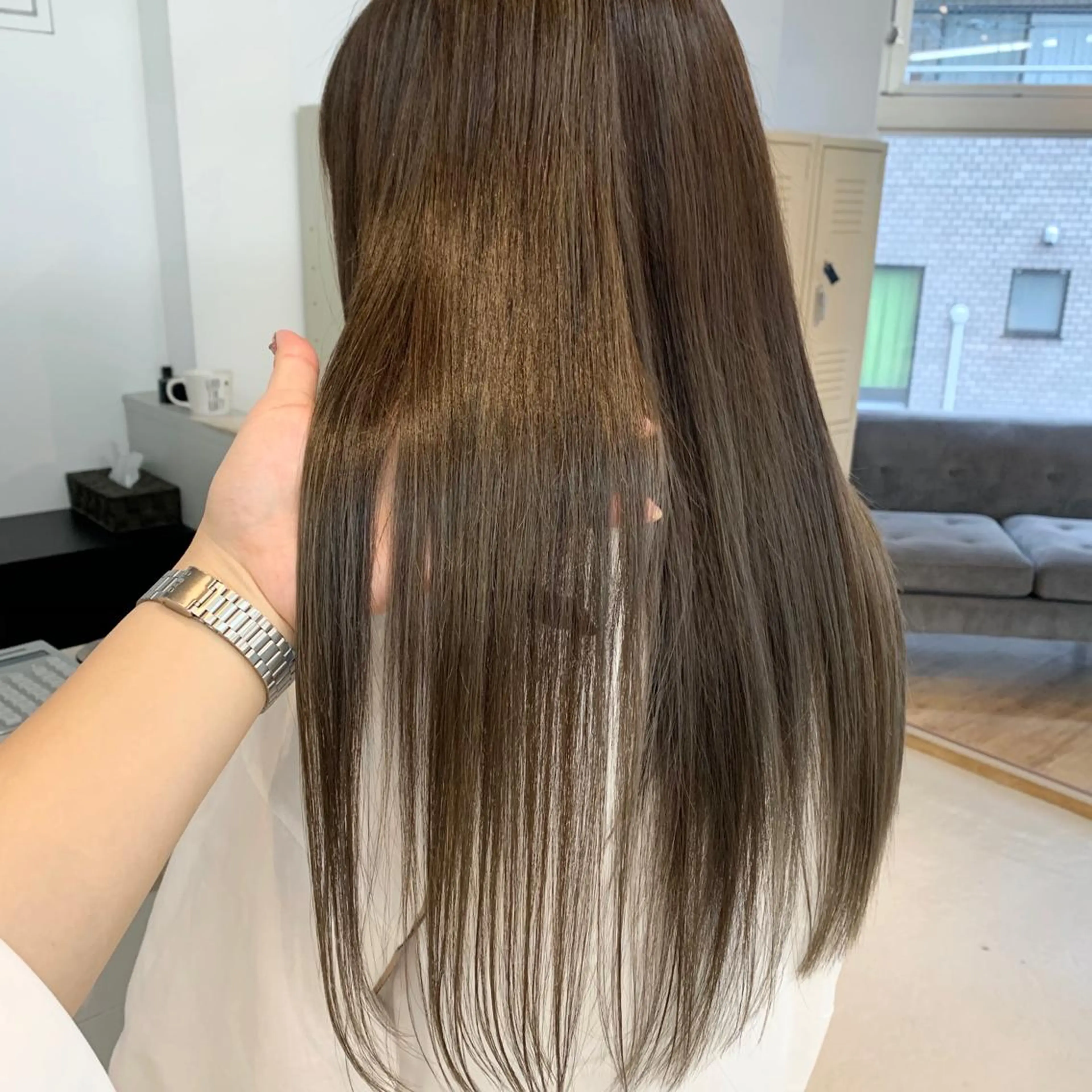 ロング カラー グレージュ ハイライトカラー ハイライト ハッシュカット/ハイ トーン/MANAMIのヘアスタイル