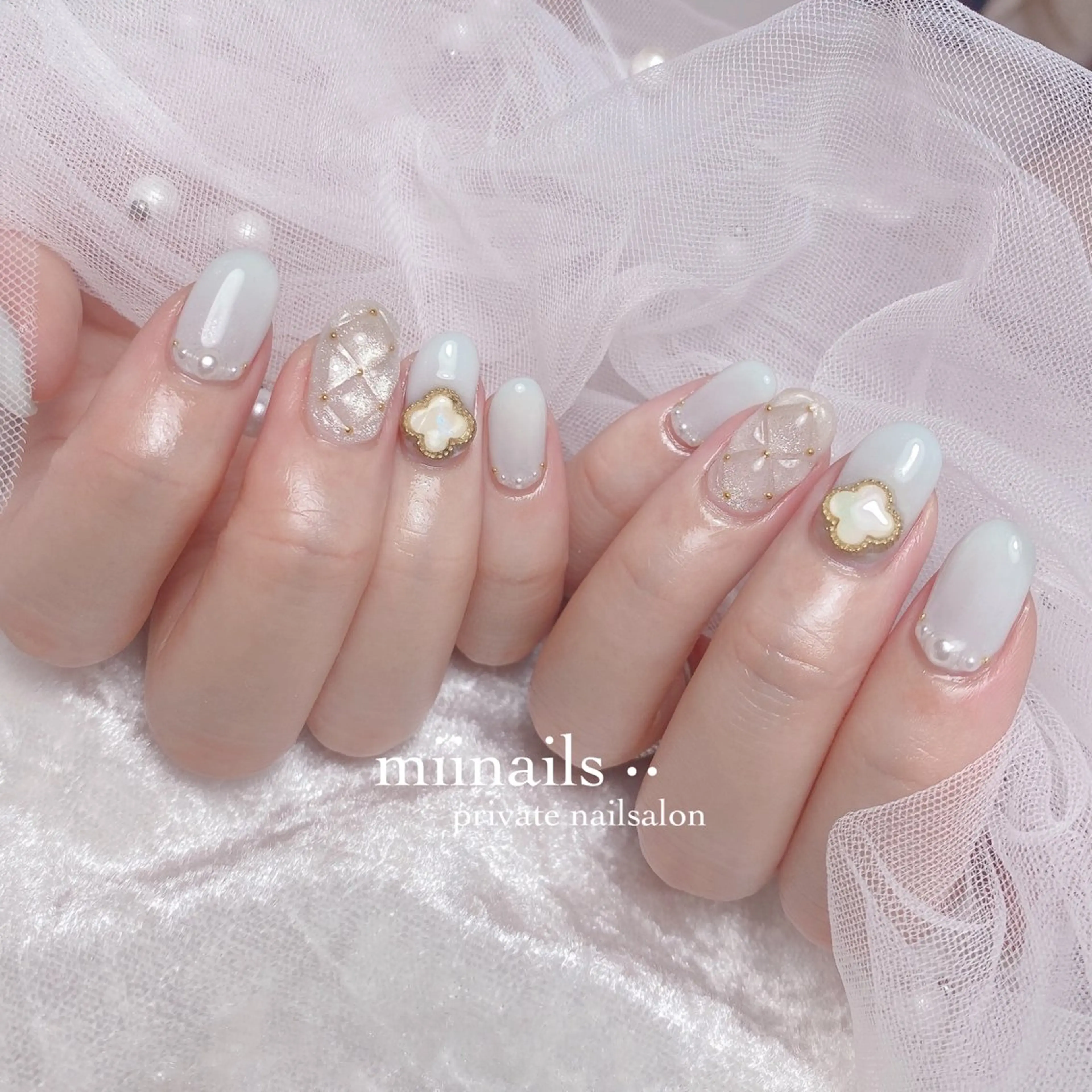 ネイル フレンチネイル 韓国ネイル ワンホンネイル ハンドネイル nailsalon miinailsのネイルデザイン