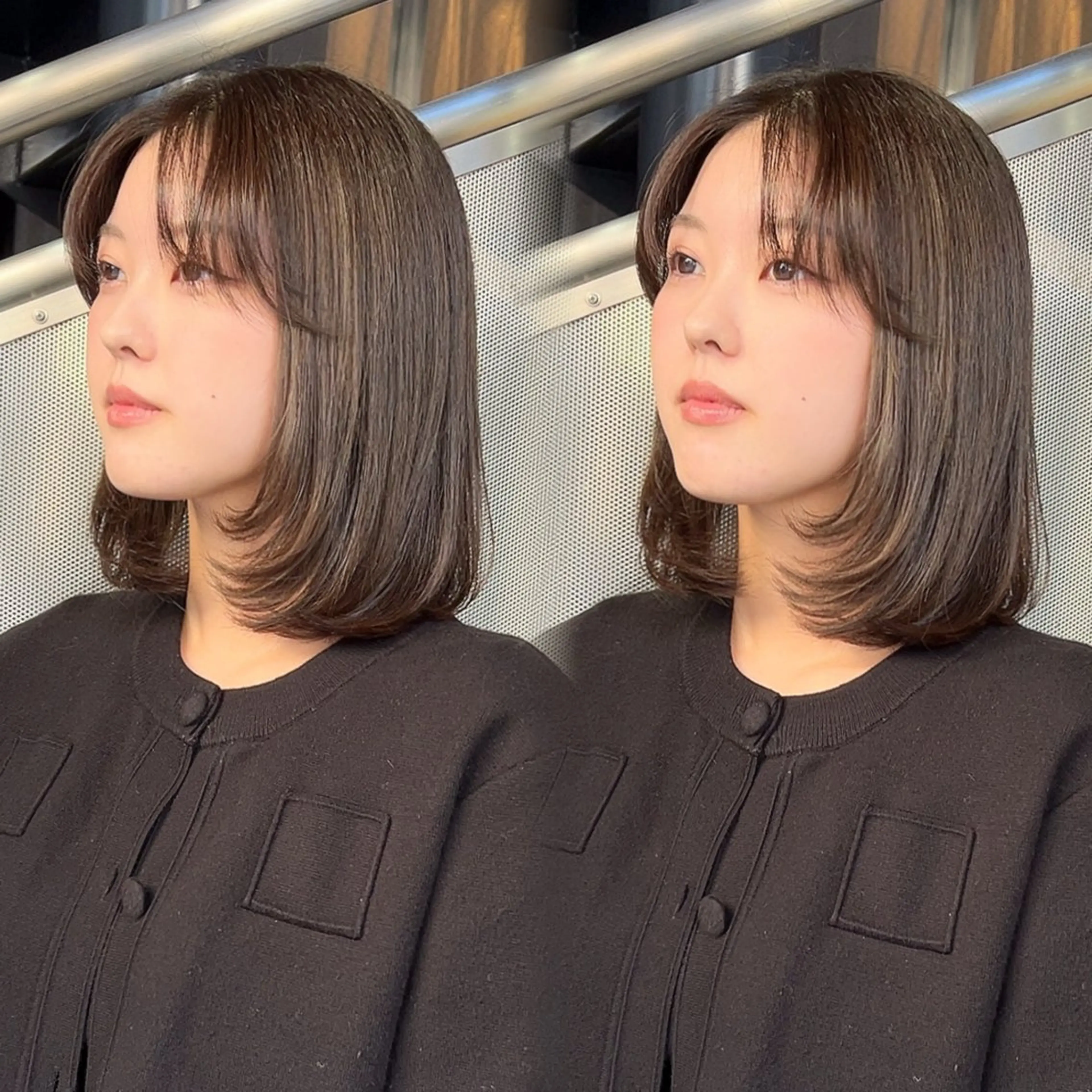 ミディアム レイヤーカット カット ヘアカラー calna 古賀 菜摘のヘアスタイル