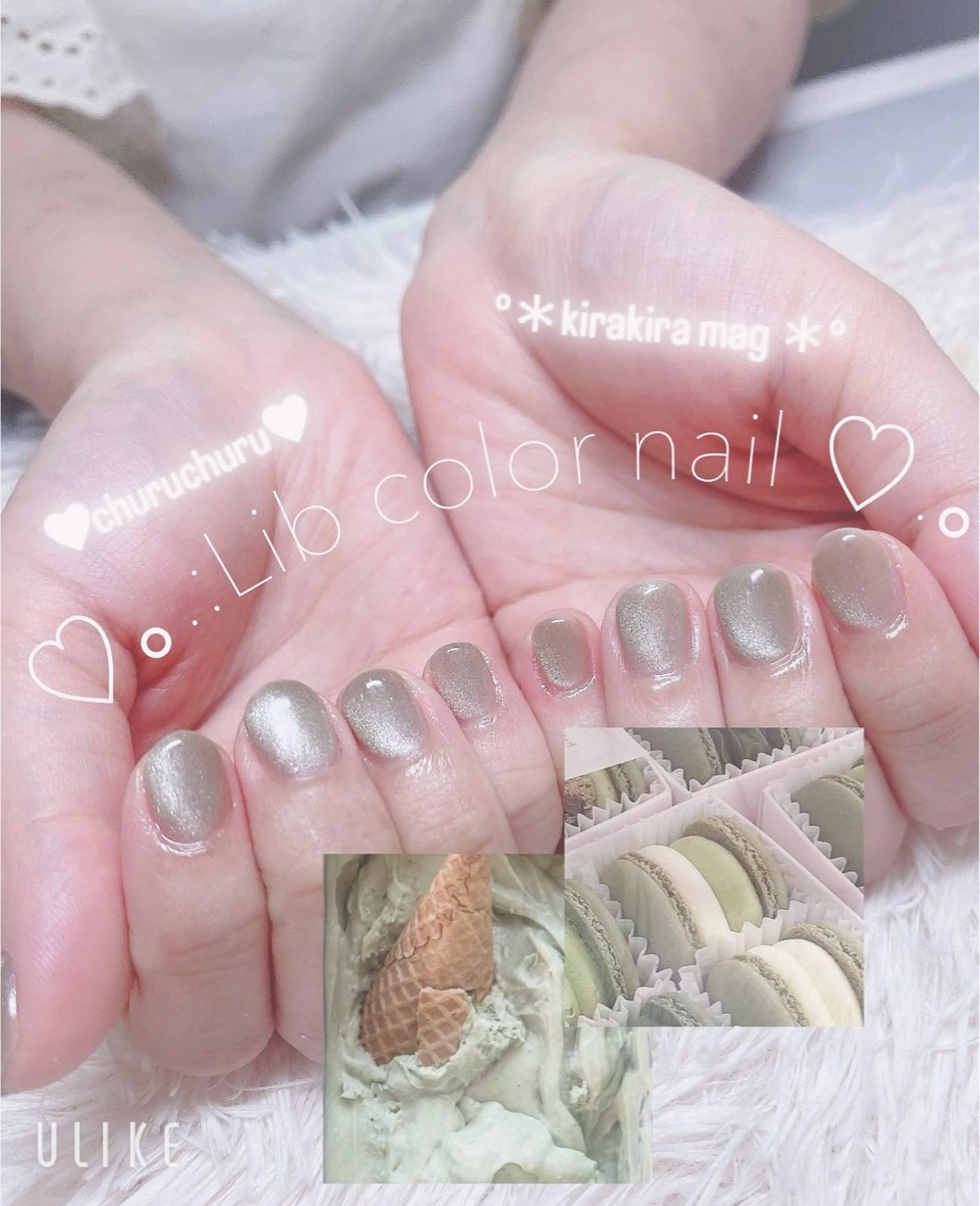 ネイル グリーン マグネットネイル ハンドネイル Nail Salon RiLion所属・kaho  🧸🎀 RiLionのネイルデザイン