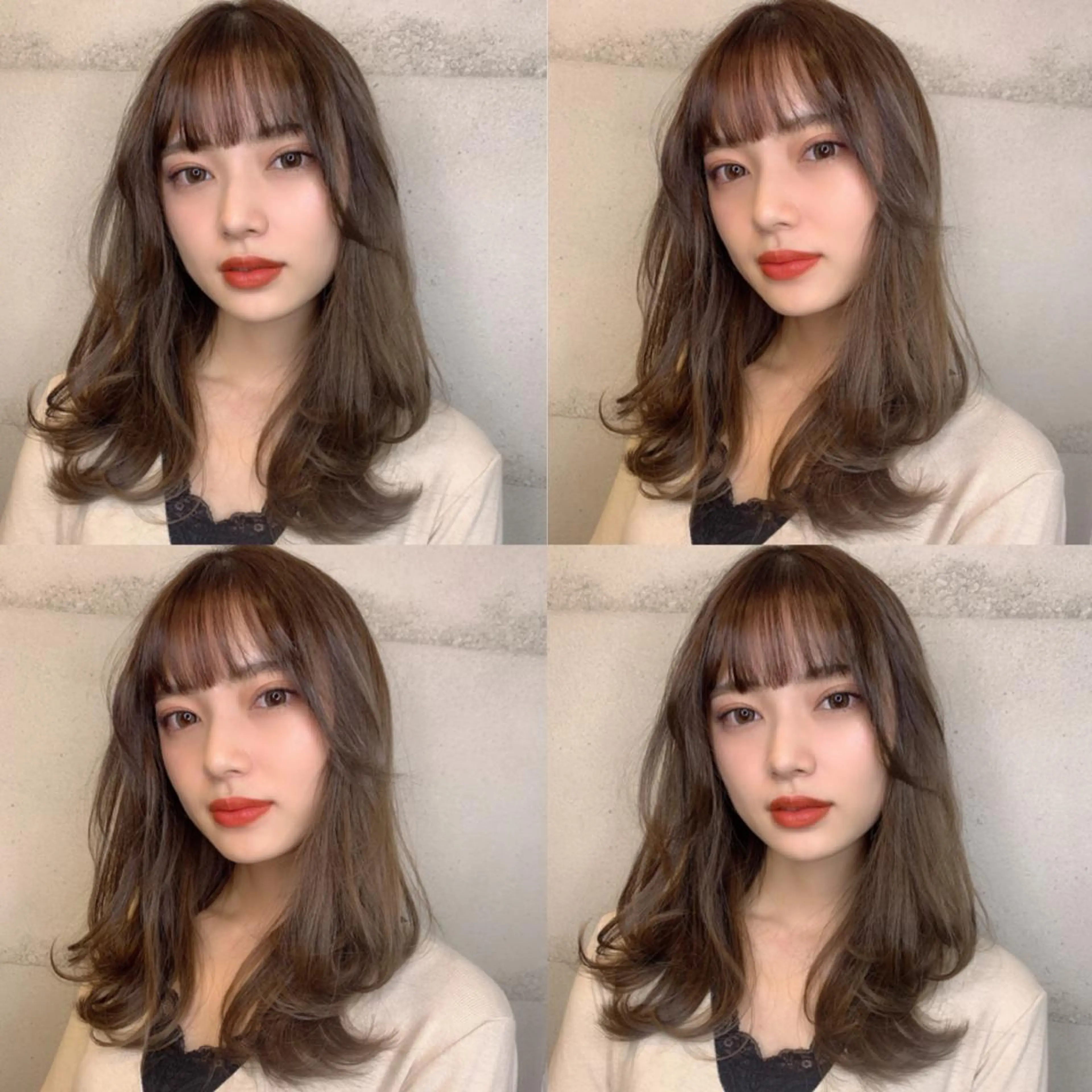 セミロング カラー 透明感/オリーブ/ グレージュ/YUKAのヘアスタイル