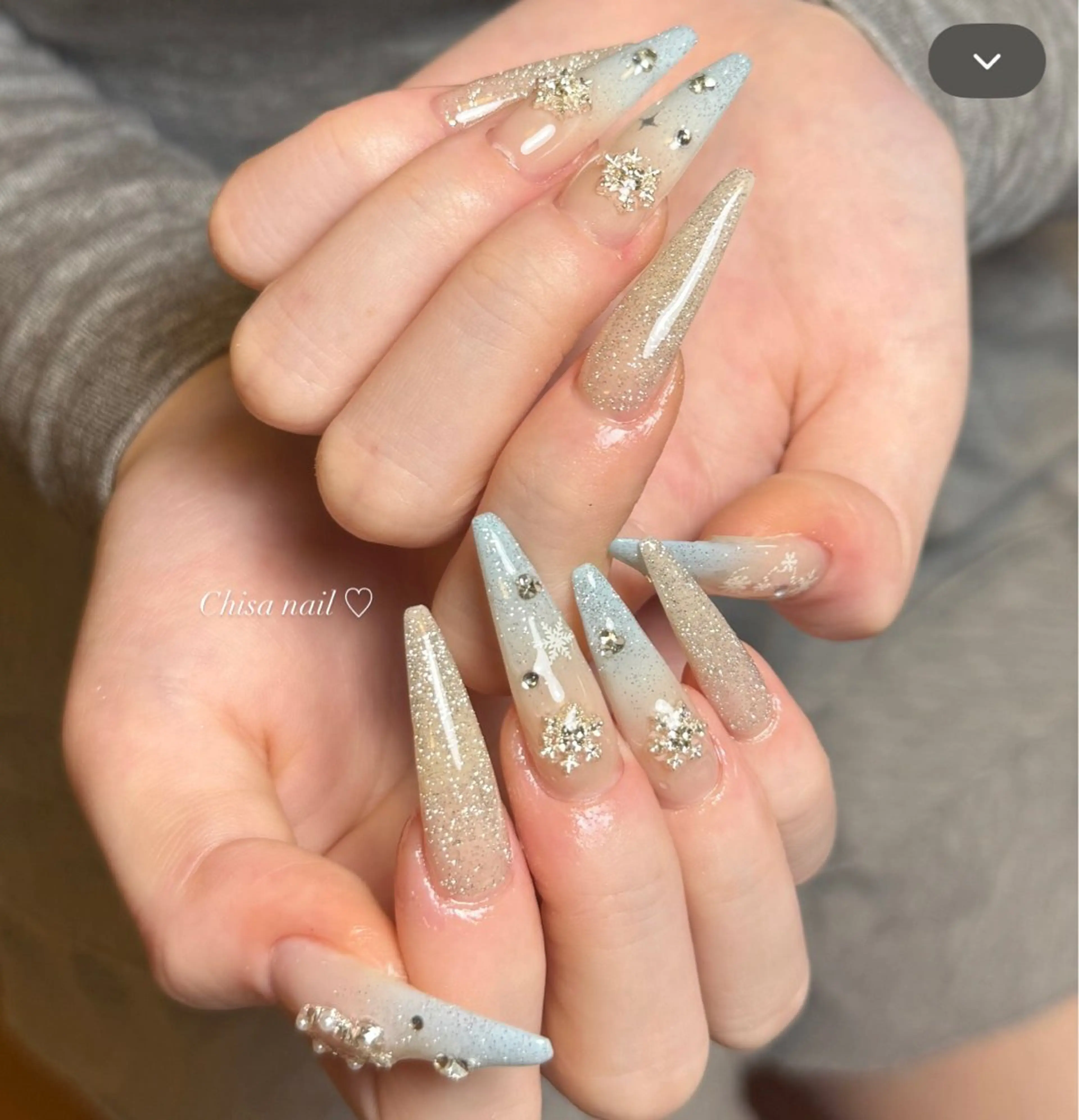 ネイル 長さ出し ジェルネイル グラデーション キラキラネイル 韓国ネイル ハンドネイル ハンドケア Chisa Nail Studio所属・チ サのネイルデザイン