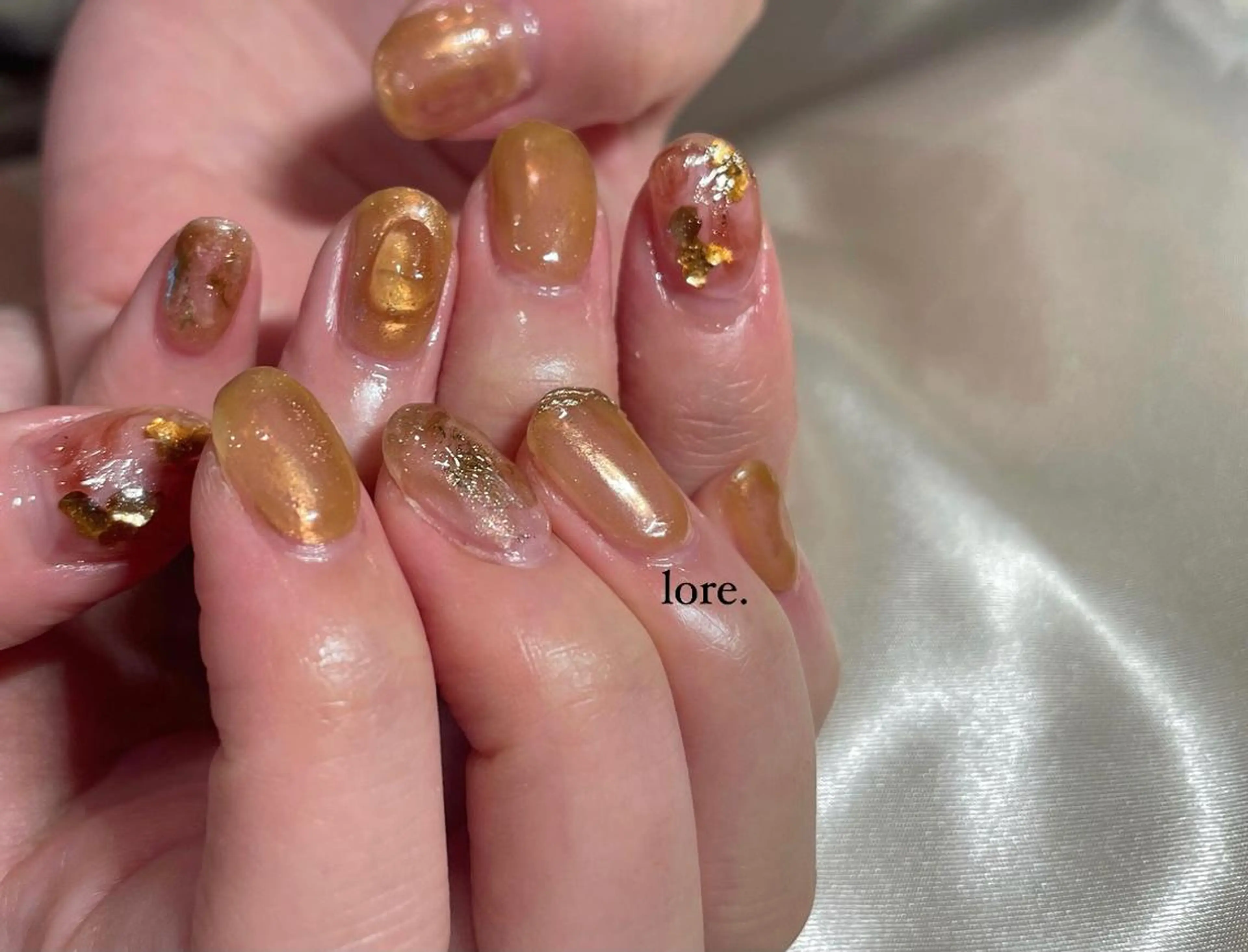 ネイル ブラウン クリアネイル lore. nailのネイルデザイン