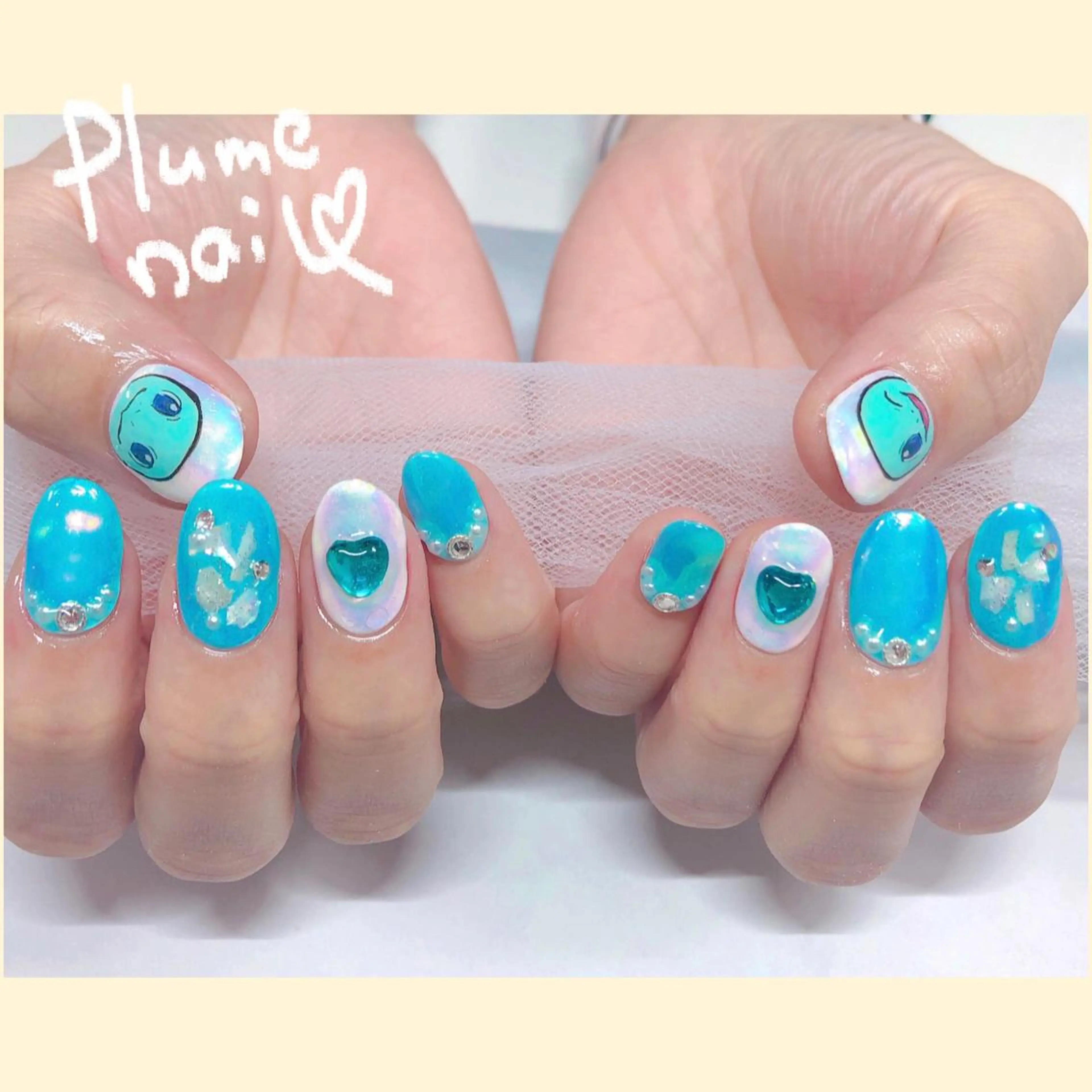 ネイル アートネイル オーロラネイル ハート キラキラネイル 韓国ネイル ハンドネイル plume nail ☆韓国ネイルのネイルデザイン