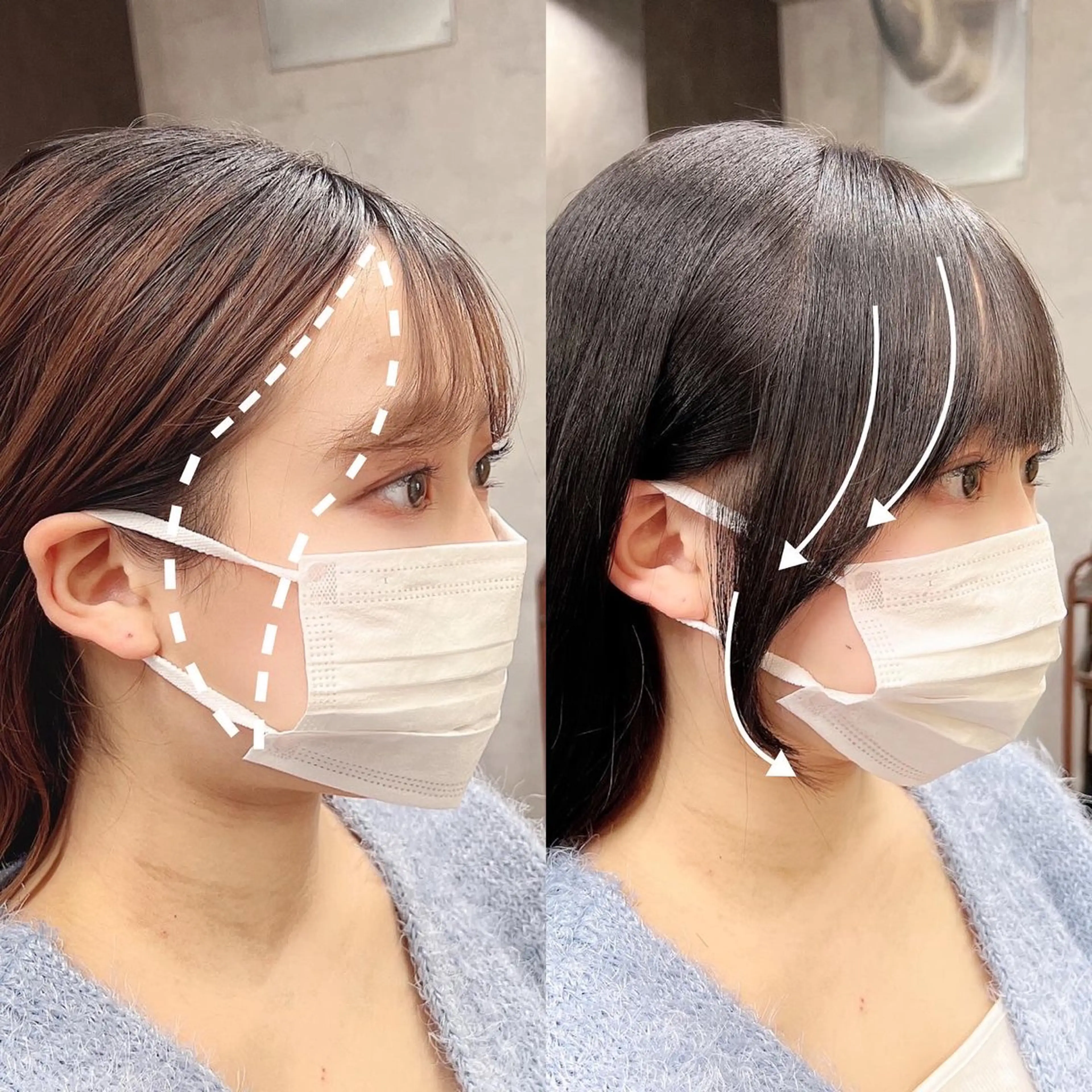 セミロング カラー ヘアアレンジ カット ヘアカラー トリートメント ヘッドスパ ヘアセット 韓国レイヤー ハッシュ🤍渋谷のヘアスタイル