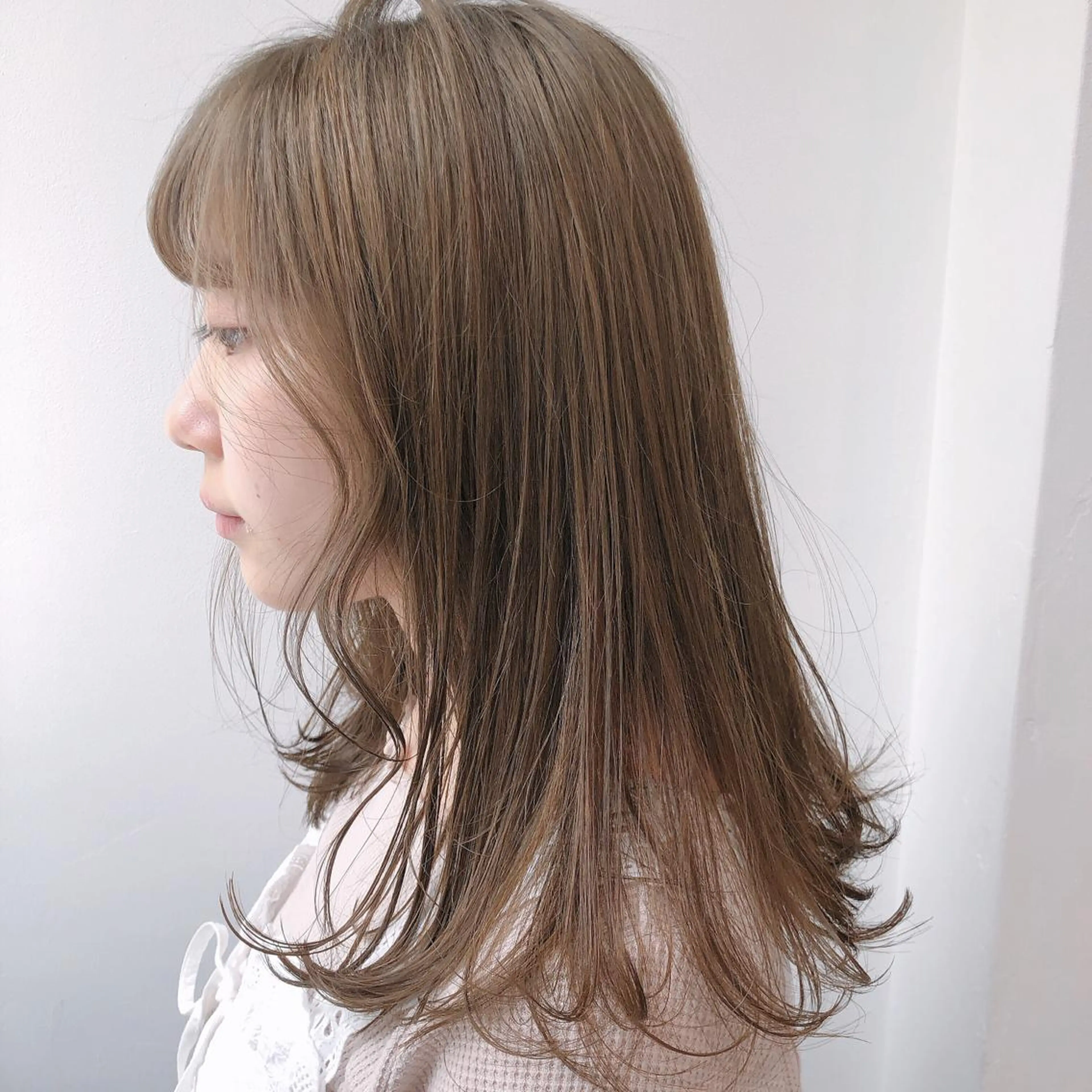 セミロング カラー グレージュ ヘアカラー トリートメント ヘアセット ❤️sai❤️ official❤️のヘアスタイル