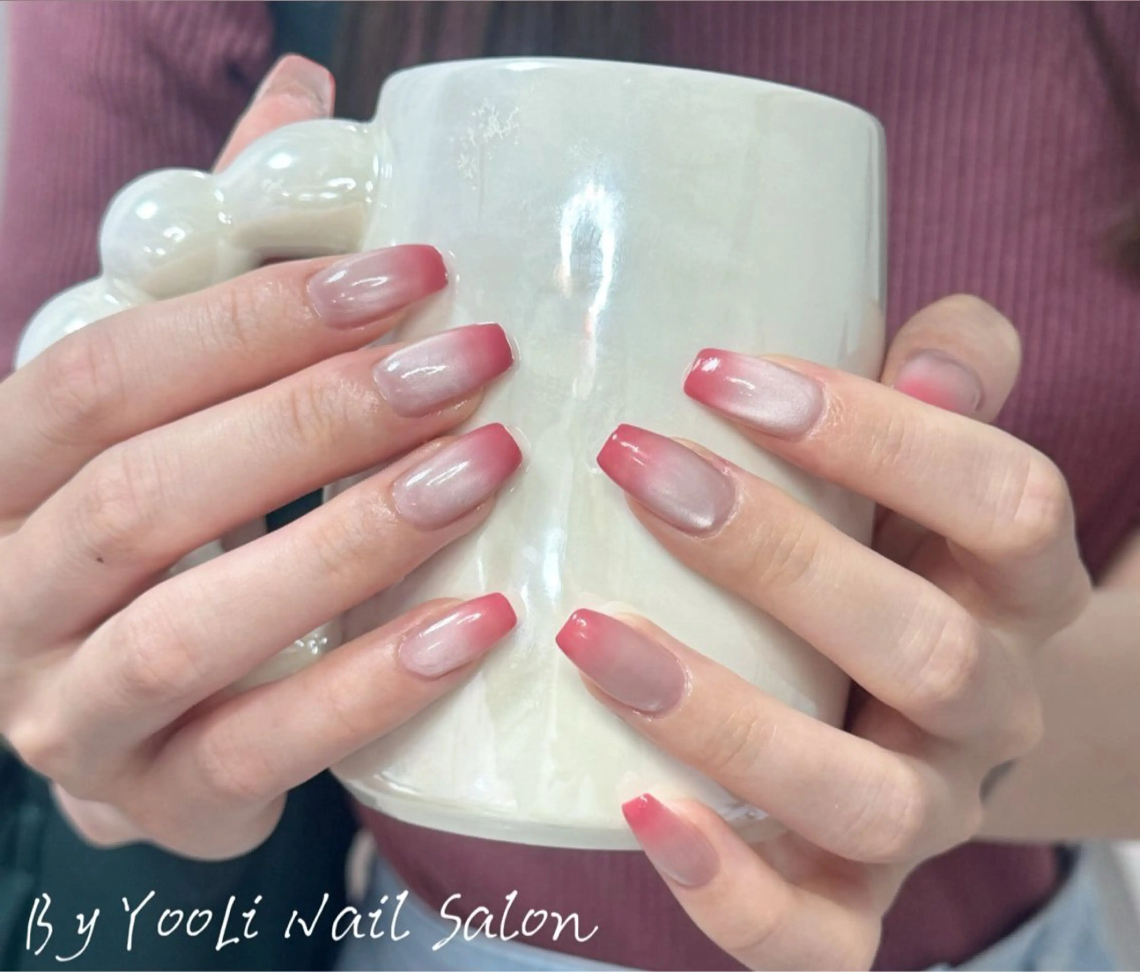 ネイル アートネイル オーロラネイル チークネイル フレンチネイル ガラスフレンチ 🎀🎀YooLi Nail Salonのネイルデザイン