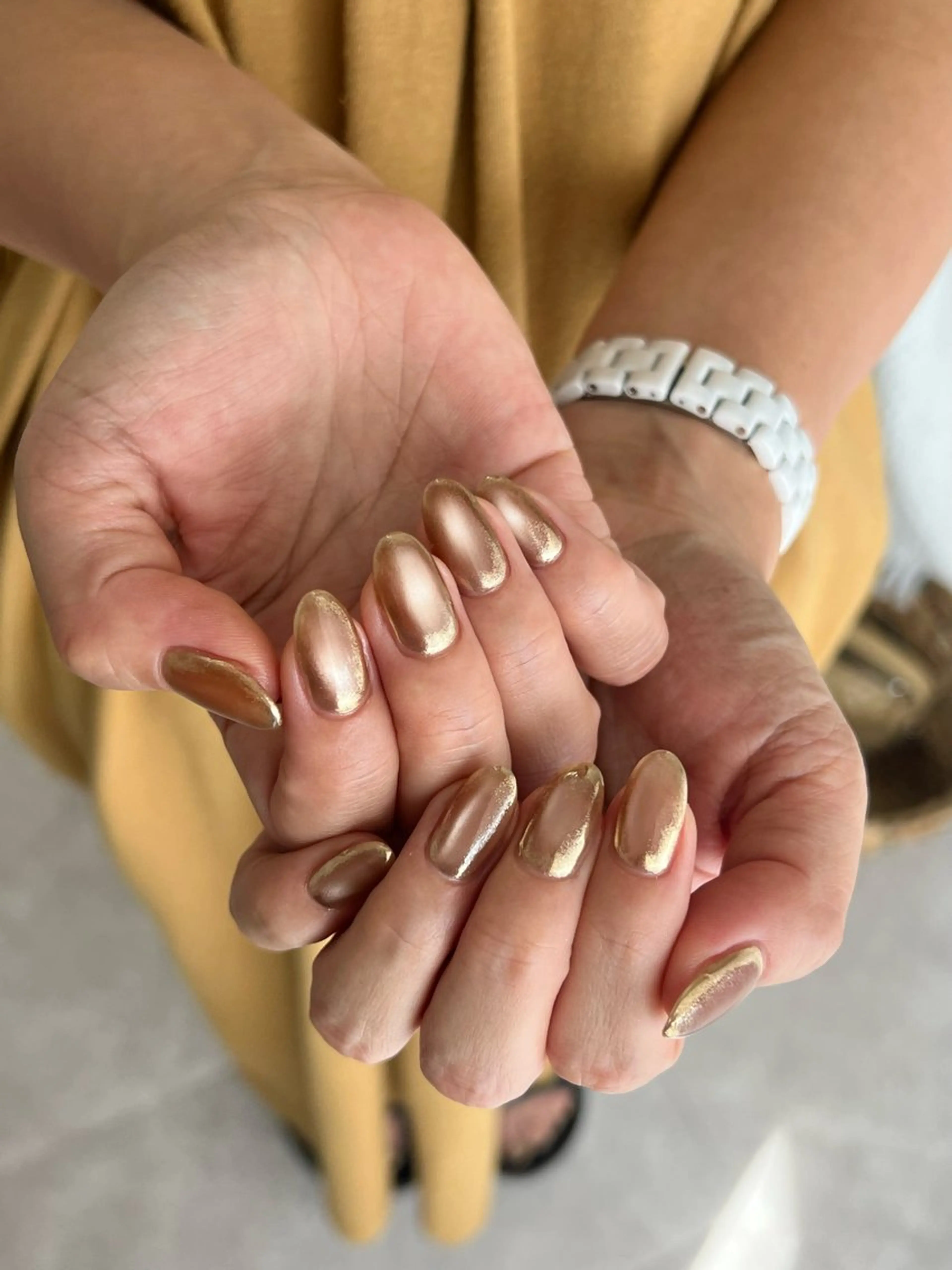 ネイル アートネイル ブラウン マグネットネイル ネイルチップ ハンドネイル AURA nailartのネイルデザイン