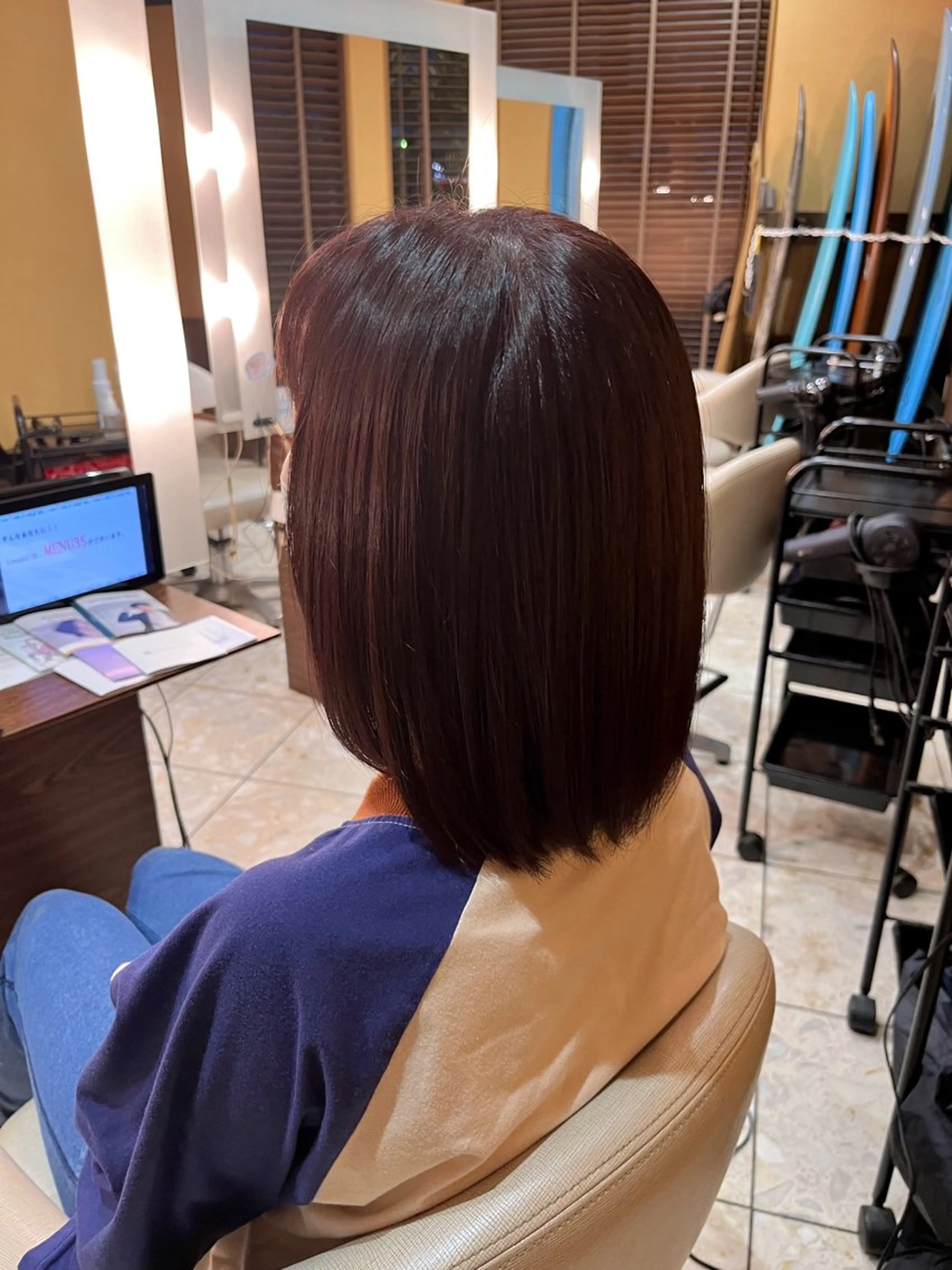 カラー カシス ピンクカラー ヘアカラー 藤井 清香のヘアスタイル