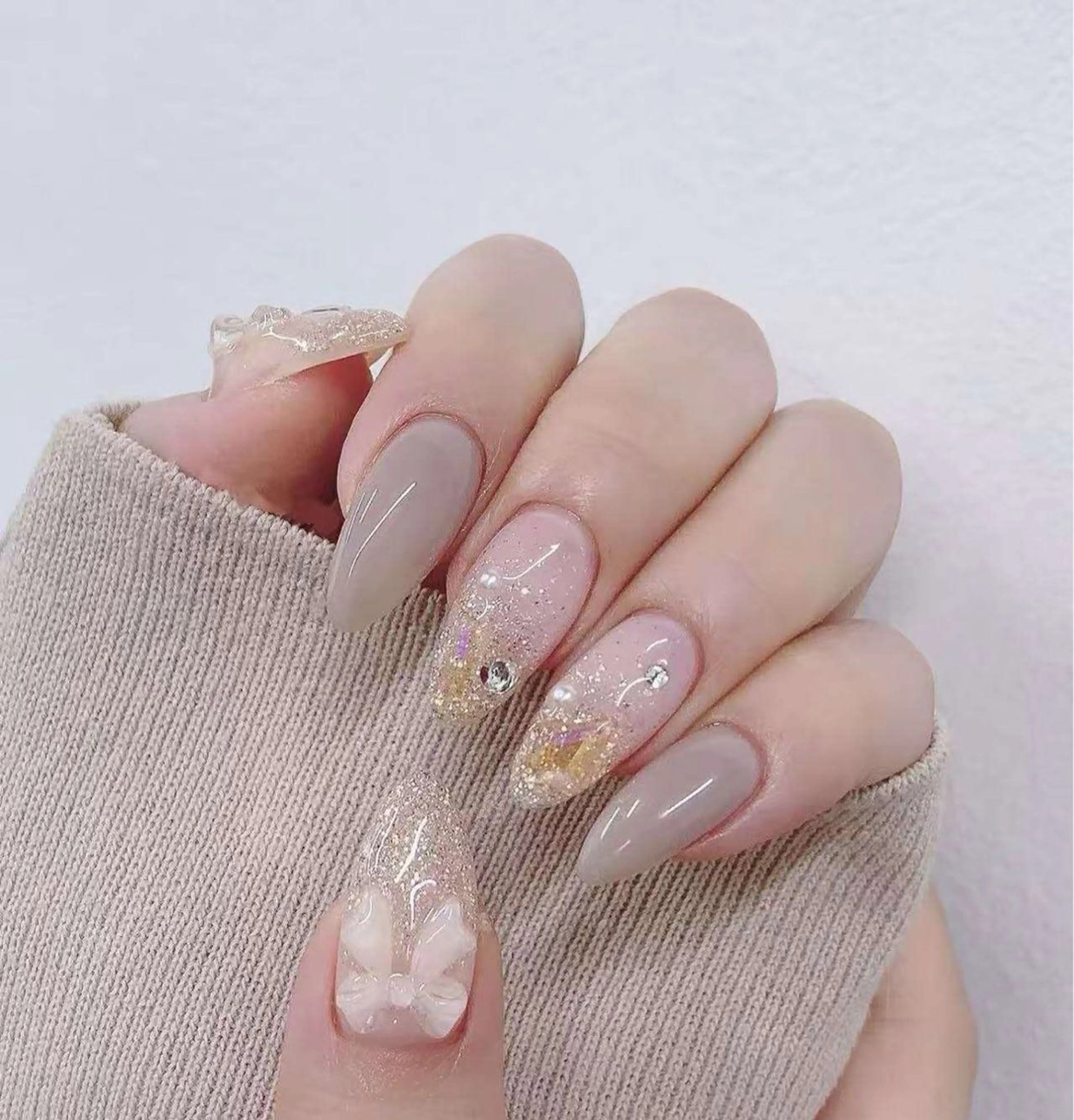 ネイル フラワーネイル フレンチネイル ジェルネイル ガラスフレンチ ハート ハンドネイル BabyYouMi ねねのネイルデザイン