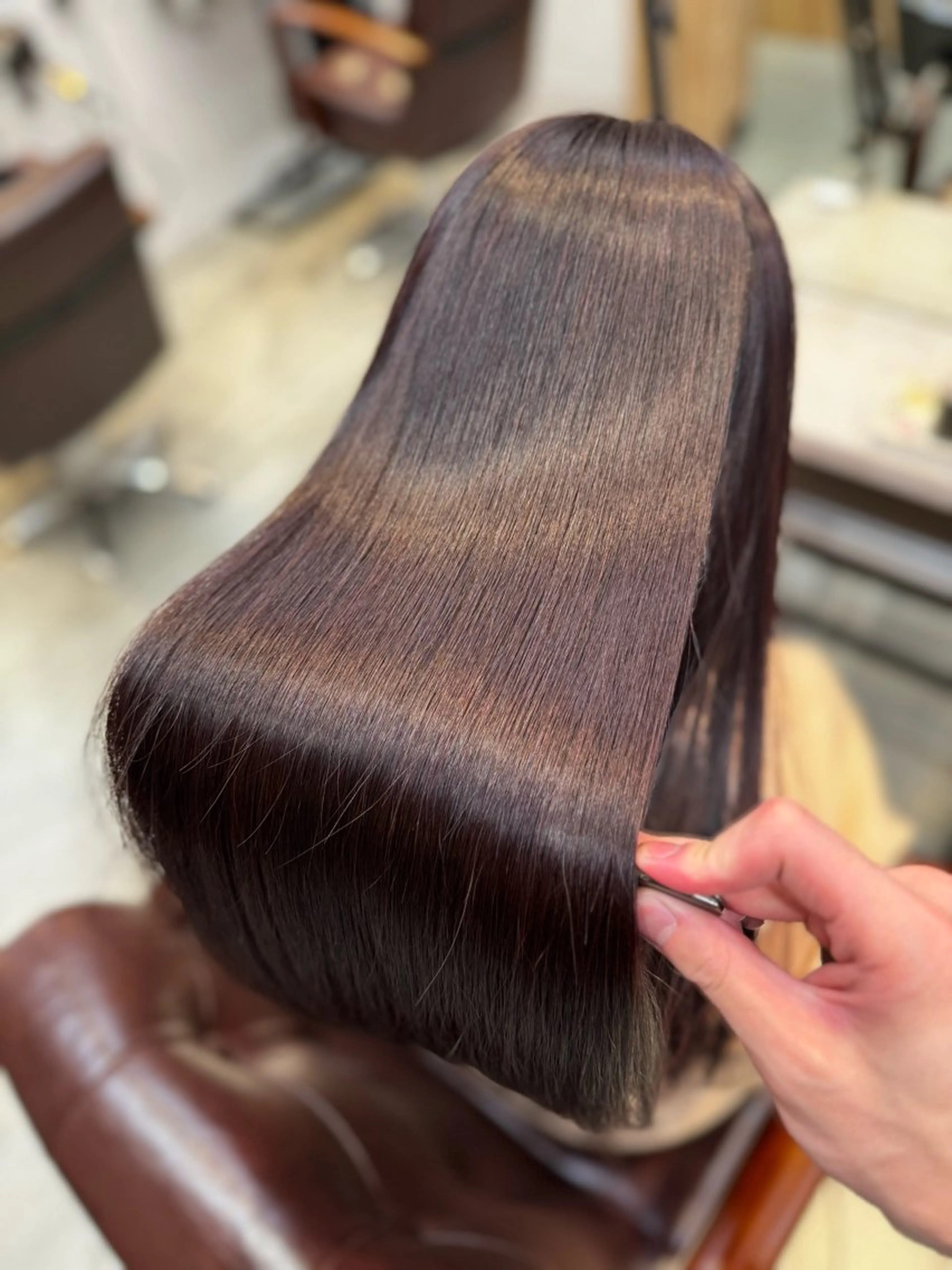 ロング カット ヘアカラー 縮毛矯正 トリートメント 韓国レイヤー×ツヤ髪 /TAICHI🤍のヘアスタイル