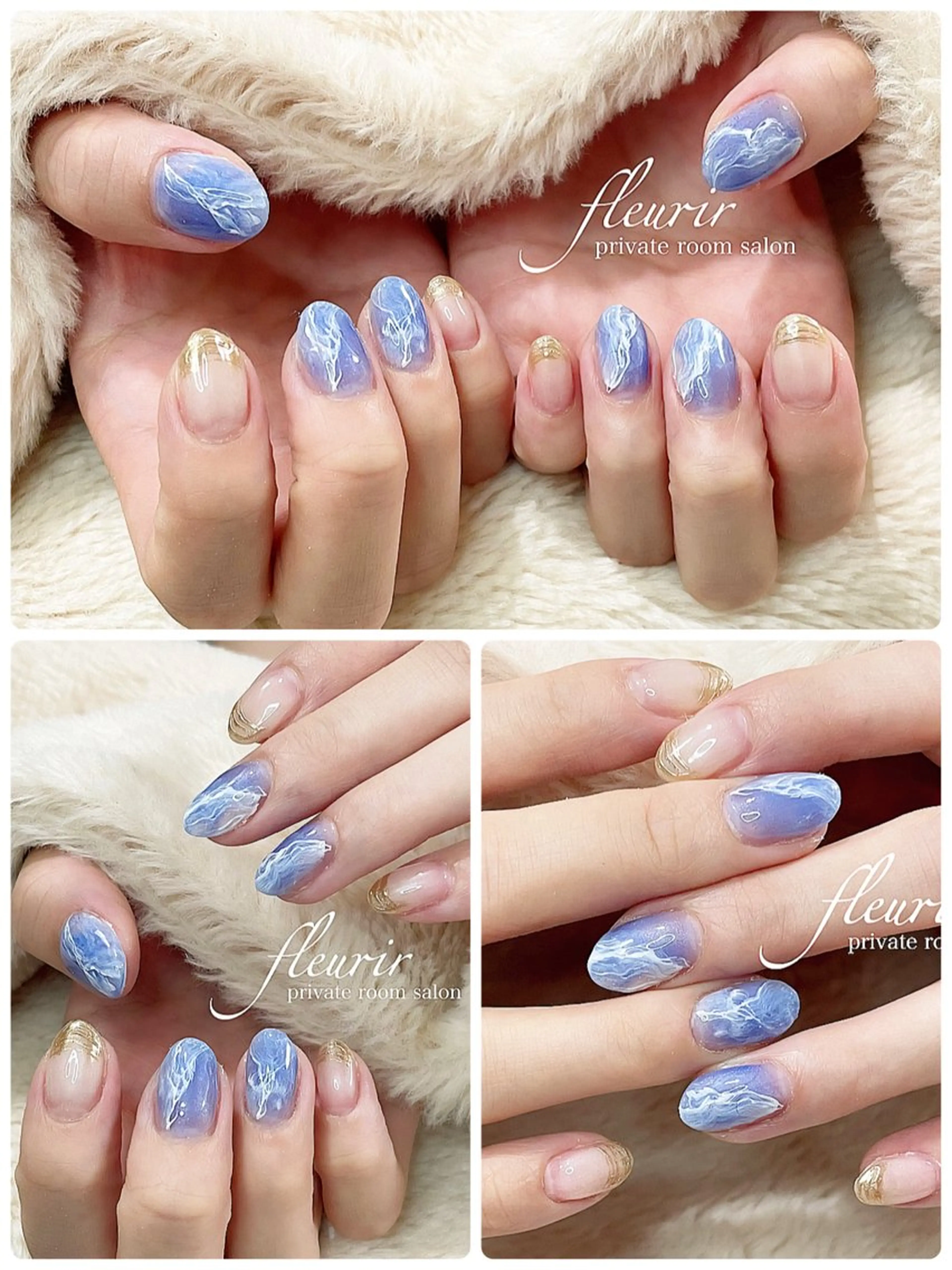 ネイル アートネイル フレンチネイル ゴールド ミラーネイル フルリール 【プライベートサロンのネイルデザイン