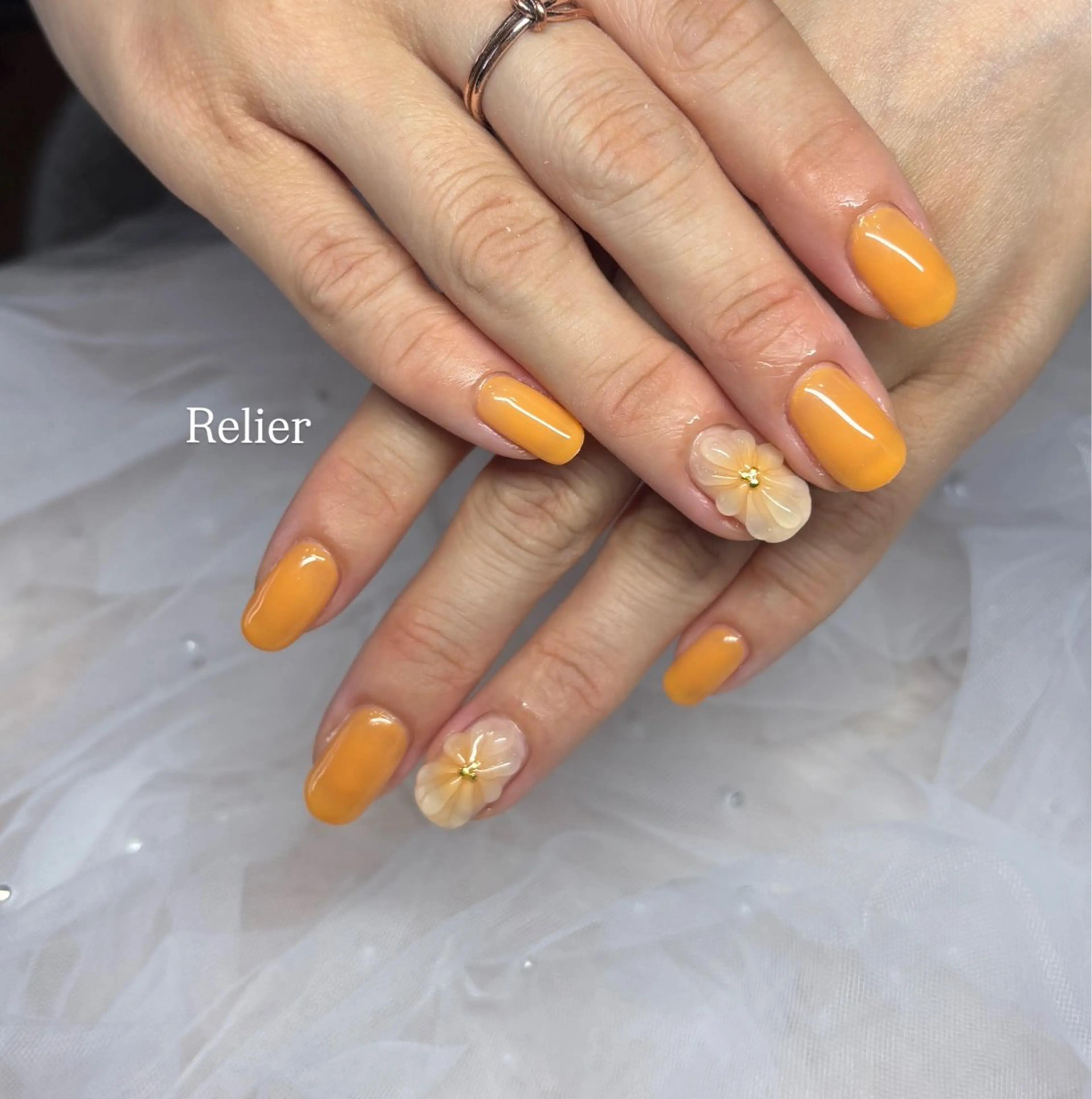 ネイル オレンジ Nail salon Relierのネイルデザイン