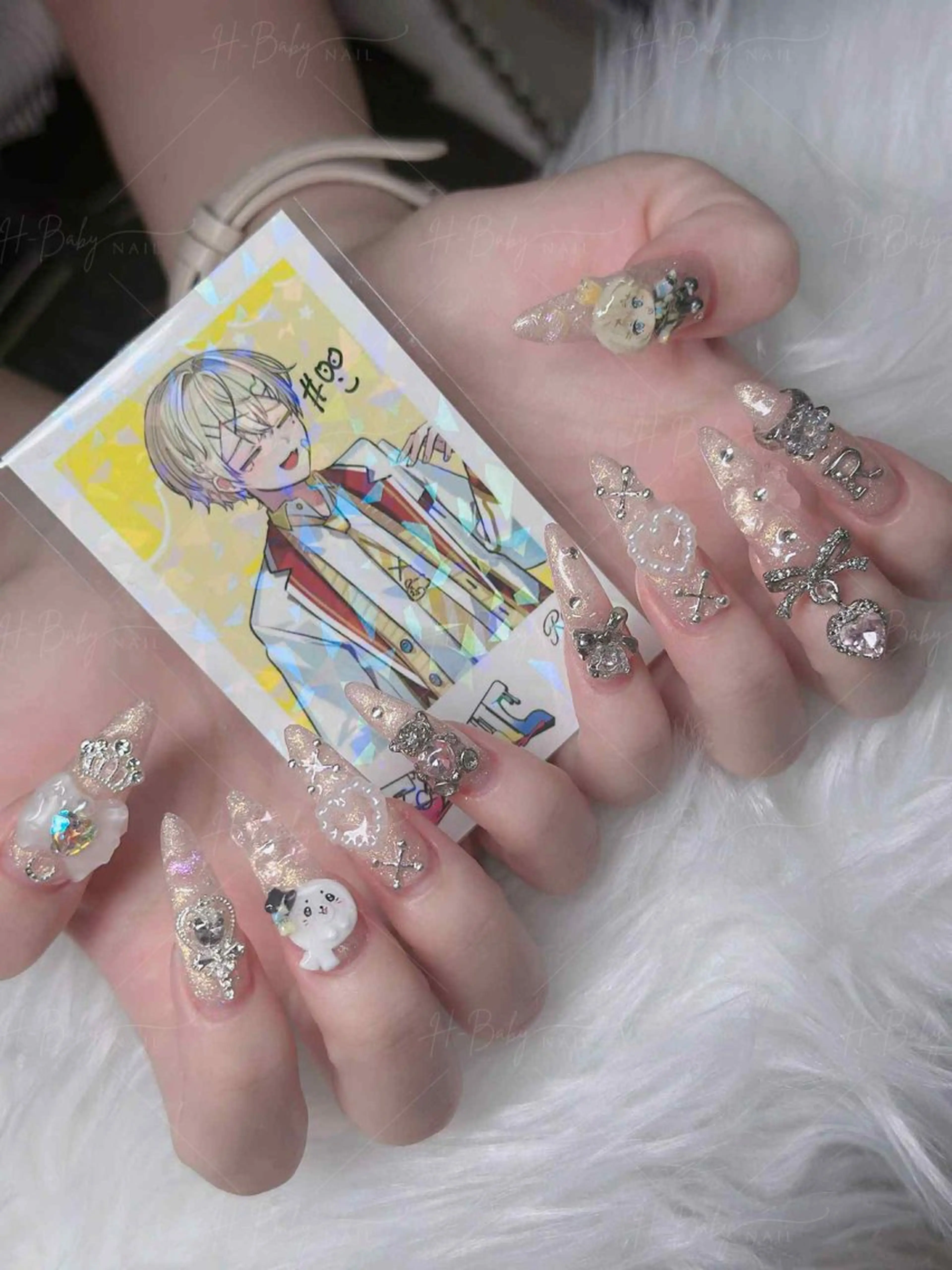 ネイル フレンチネイル ジェルネイル ガラスフレンチ ハロウィン ハート ハンドネイル H.baby Nail Salonのネイルデザイン