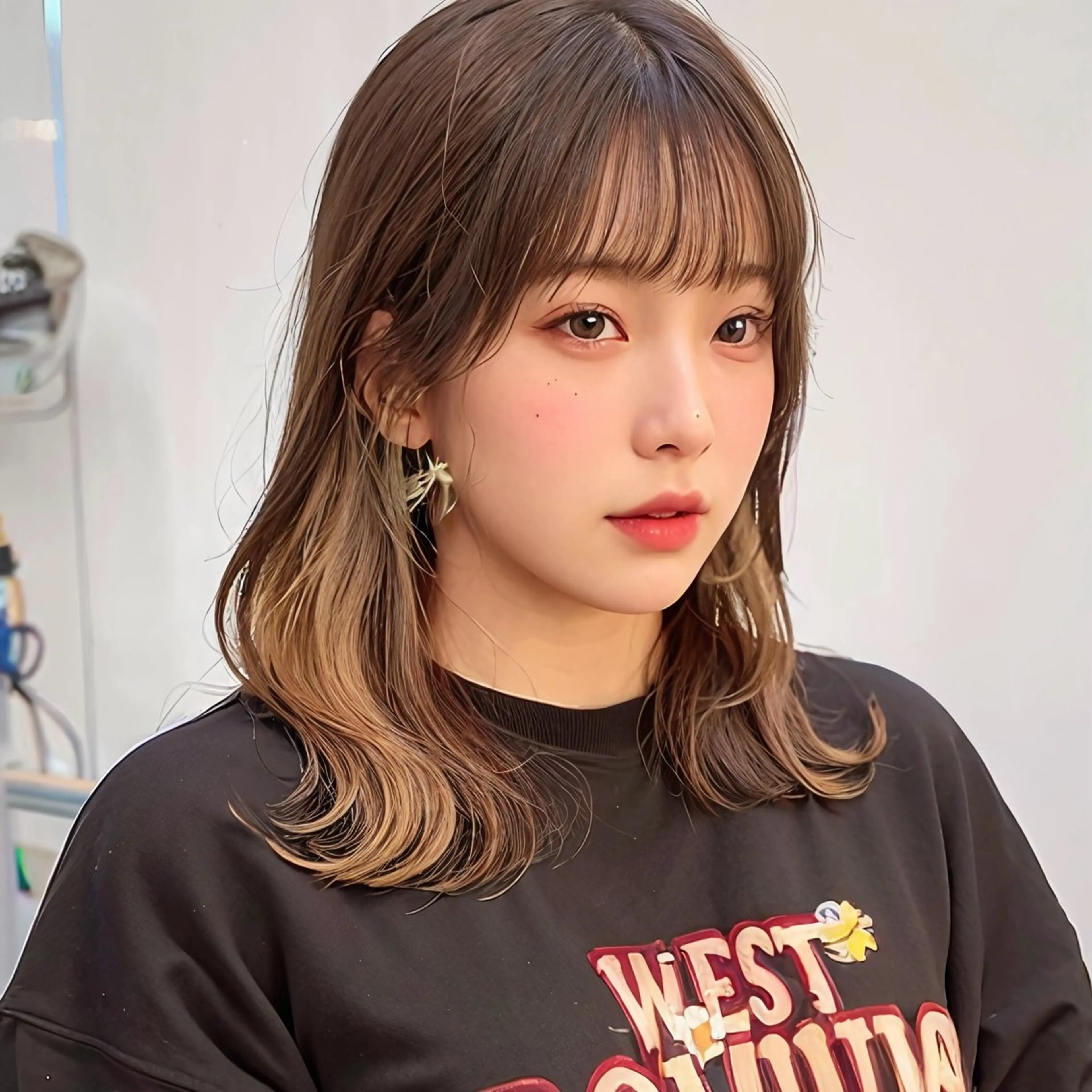 ミディアム カラー ベージュカラー デザインカラー インナーカラー ミルクティーベージュ カット ヘアカラー トリートメント インナーカラー/レイ ヤーカット♡/マキシのヘアスタイル