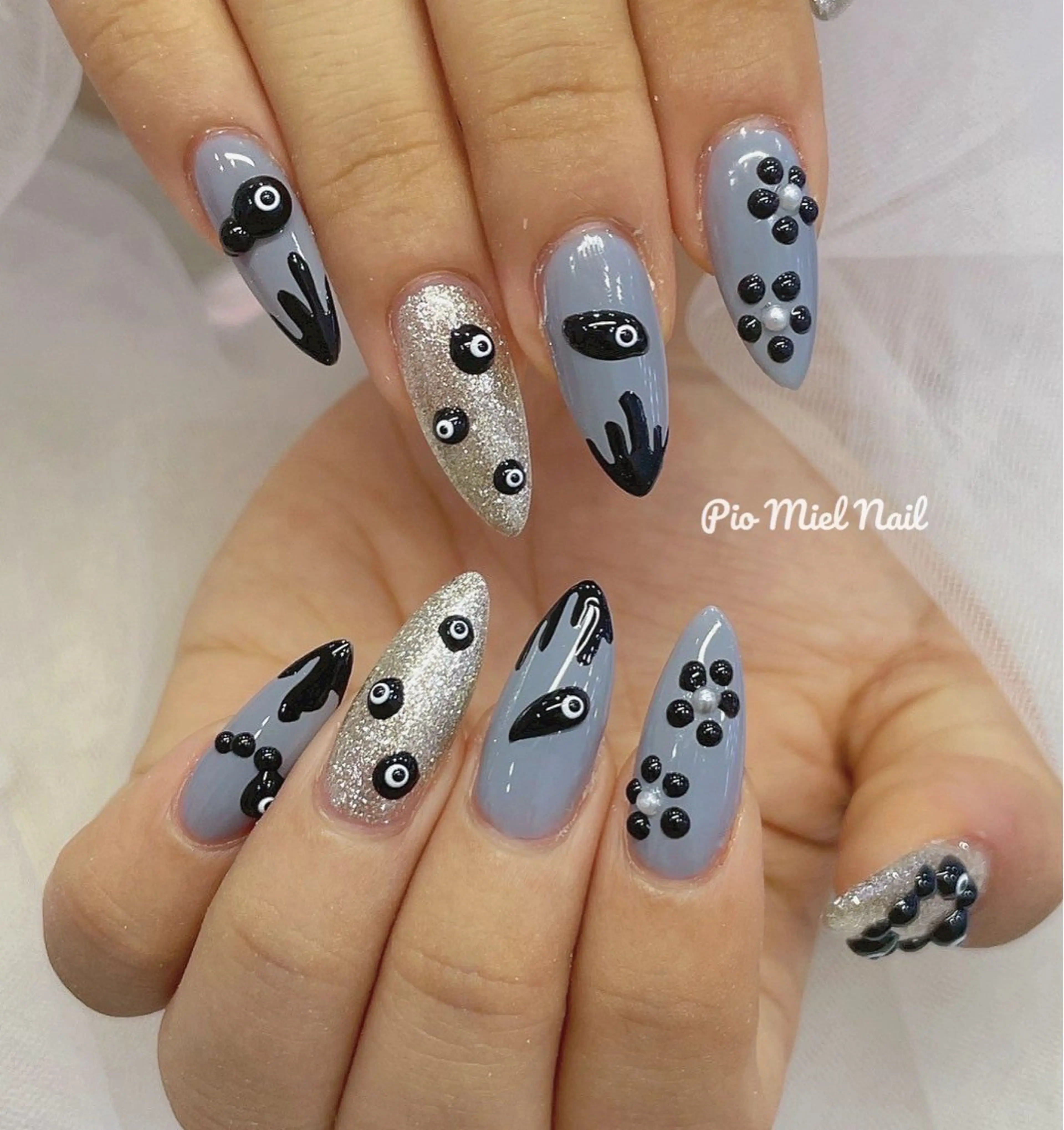 ネイル アートネイル ジェルネイル ハロウィン ラメ(グリッター) パラジェル ハンドネイル HANA 長さだしのネイルデザイン