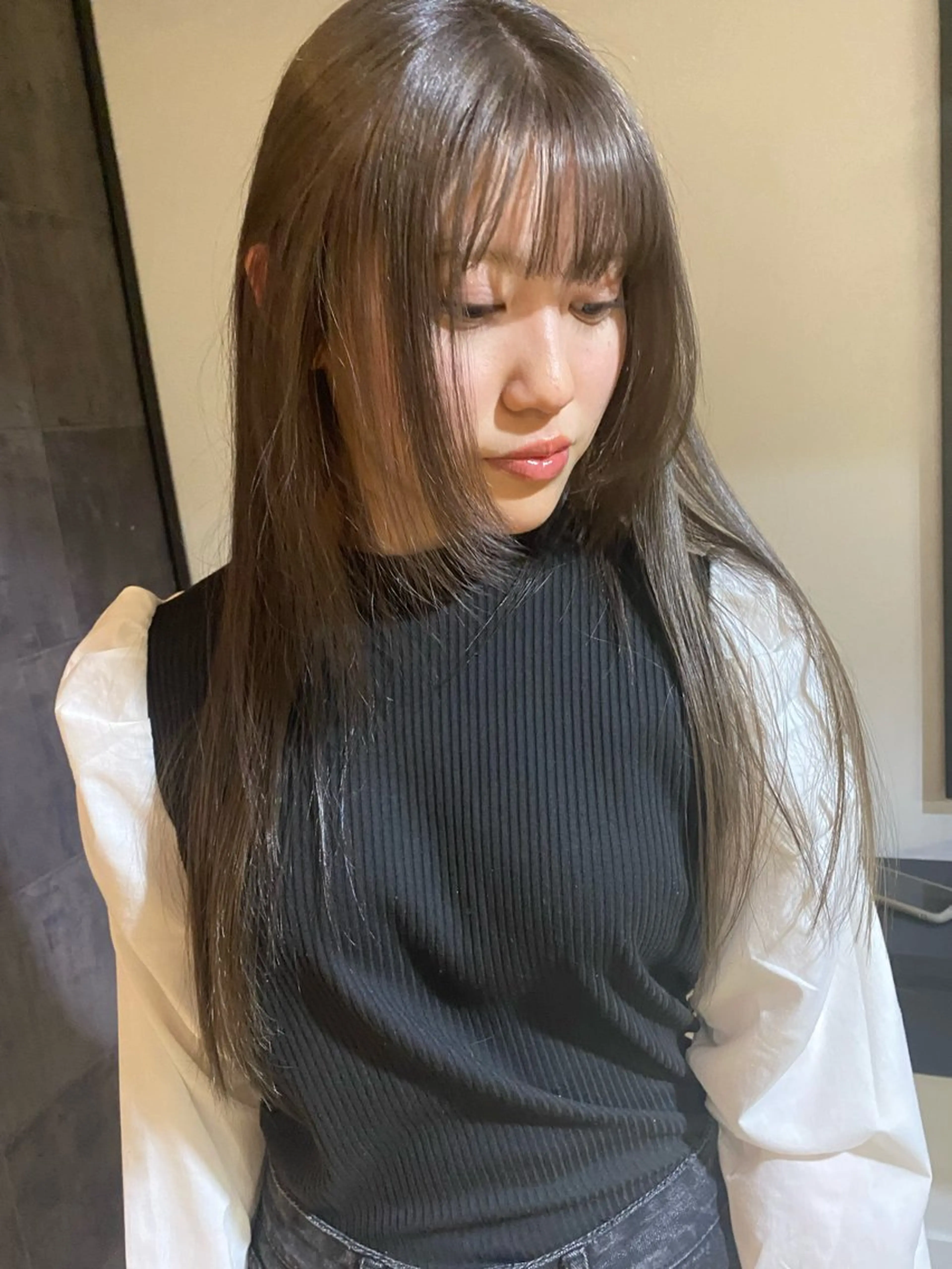 ロング カラー ブリーチ グレージュ カット ヘアカラー 広島/ボブ/レイヤー 🌿‬wakabaのヘアスタイル