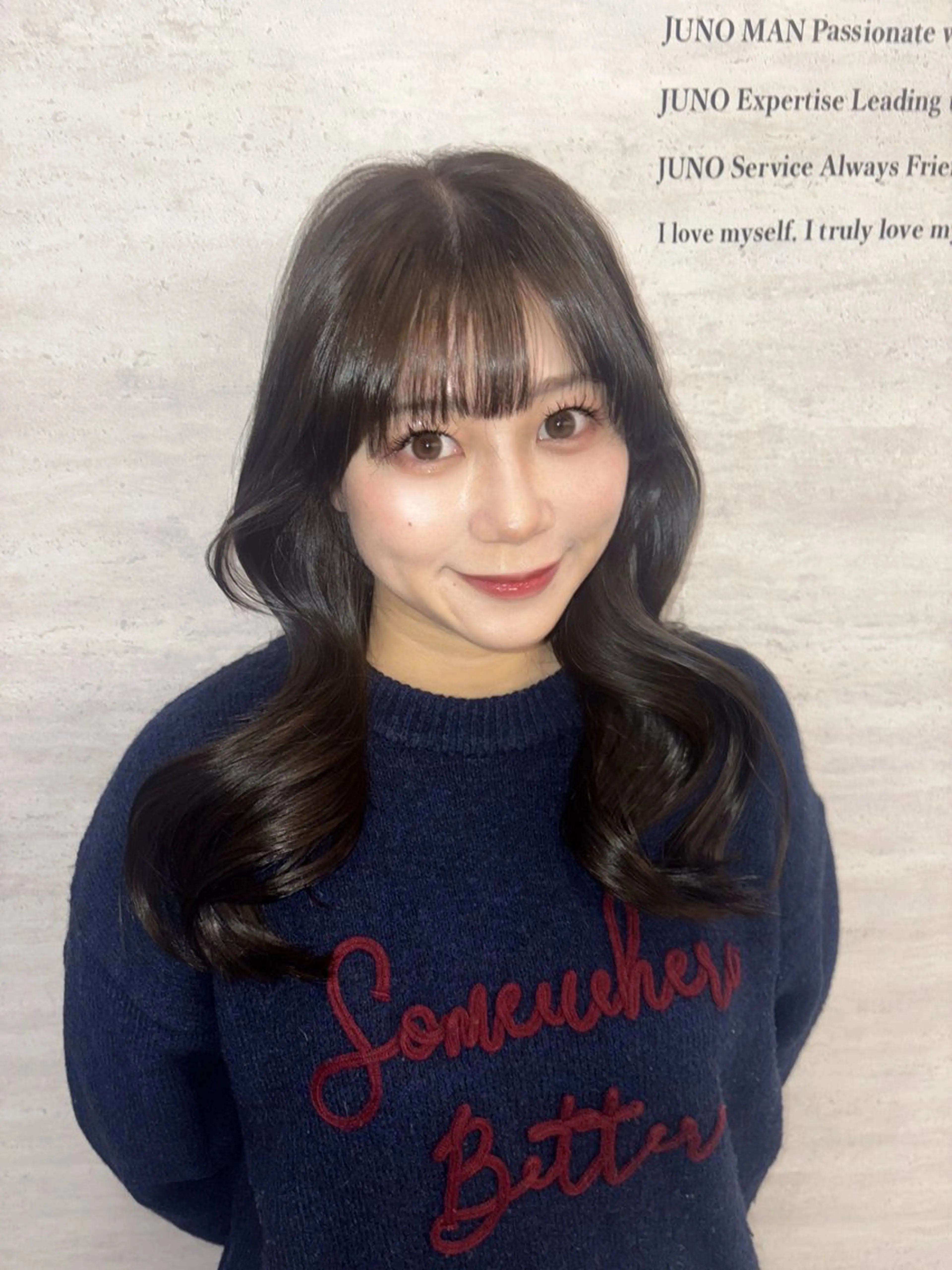 セミロング カラー ヘアアレンジ ヘアカラー JUNO韓国ヘア MIAN.⋆𝜗𝜚のヘアスタイル