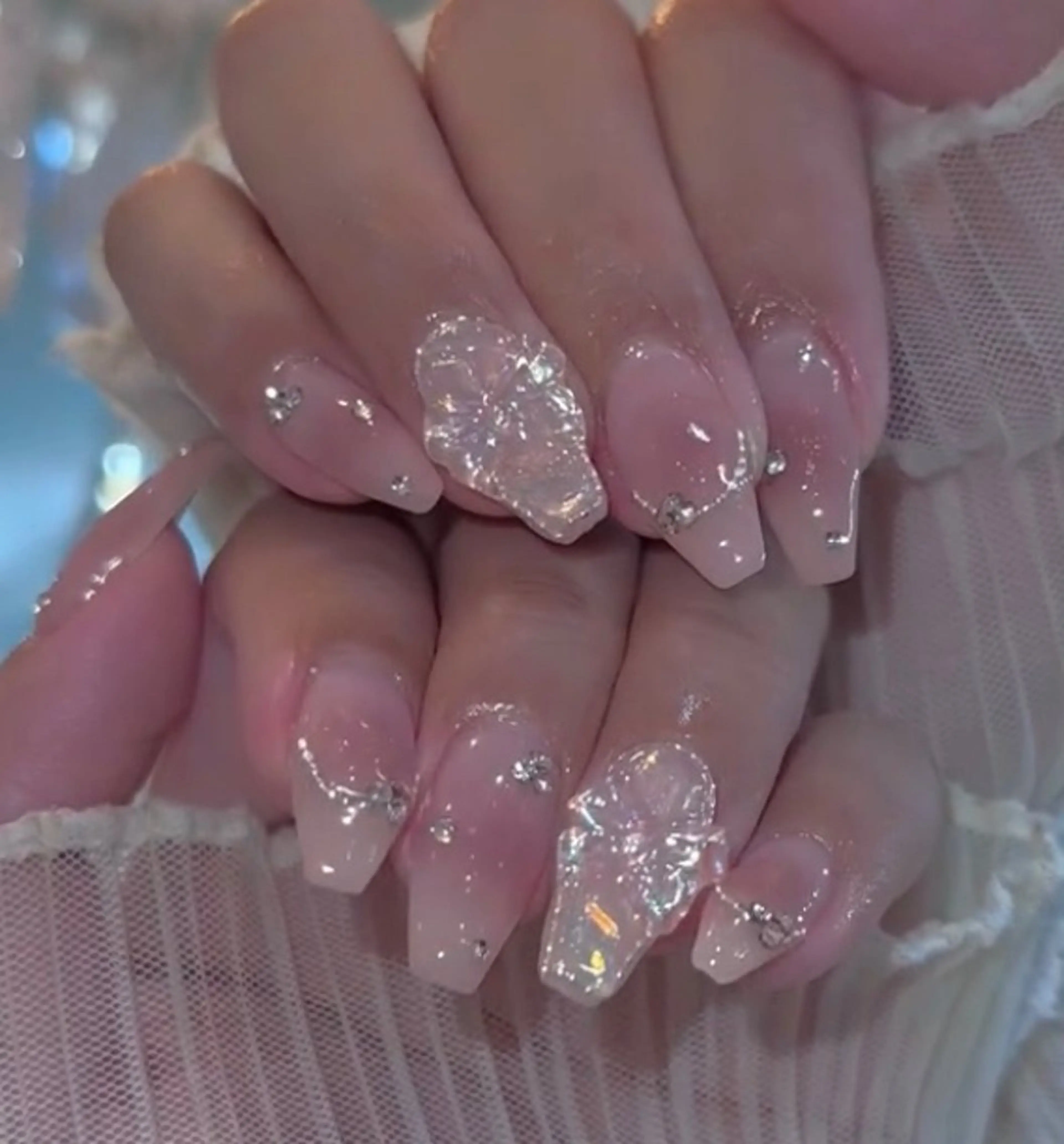 ネイル フットネイル フレンチネイル ジェルネイル ガラスフレンチ 韓国ネイル 大門浜松町 ネイルのネイルデザイン