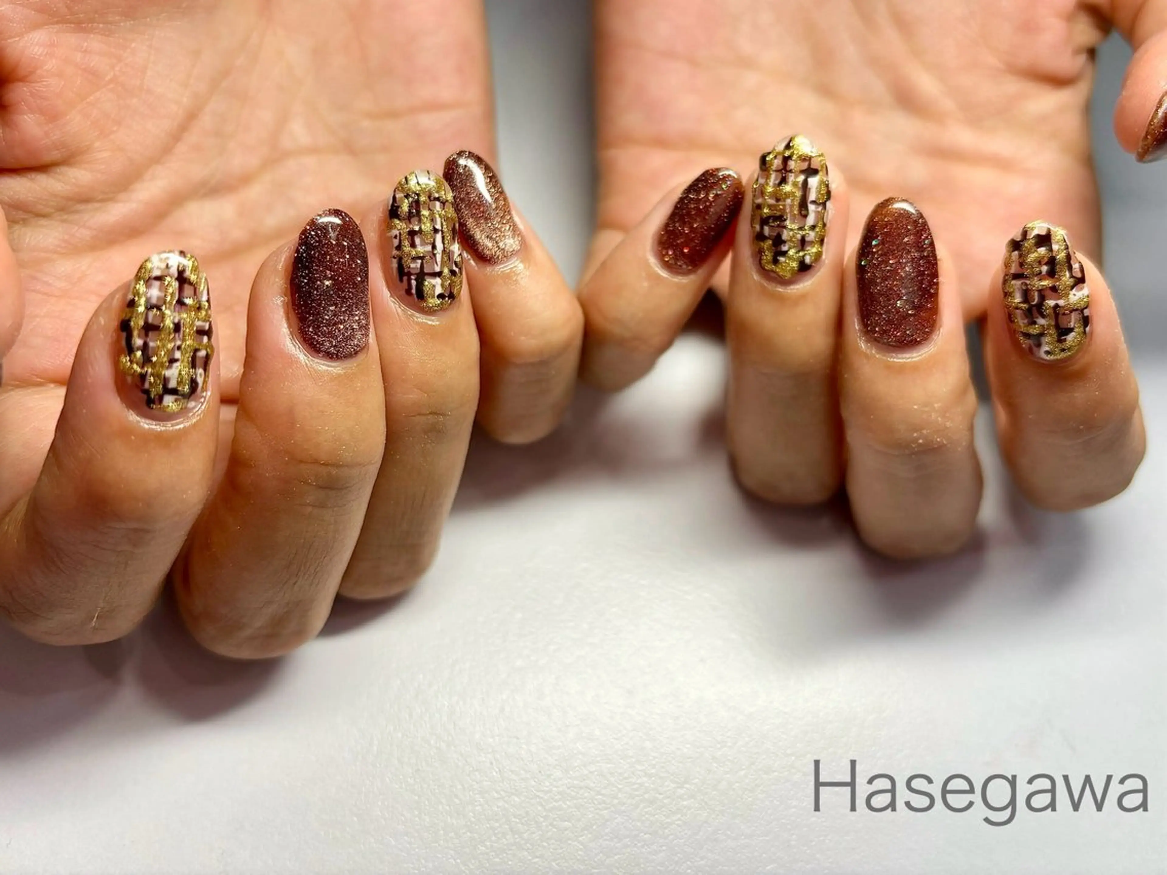 ネイル マグネットネイル ツイードネイル ハンドネイル DROP所属・DROP 長谷川のネイルデザイン